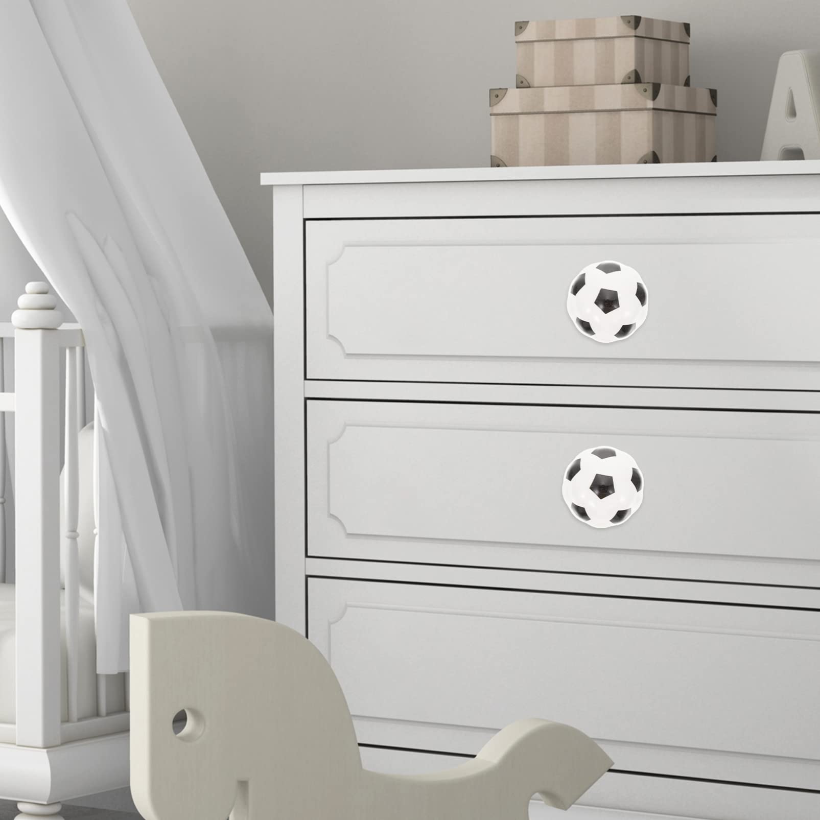 Artibetter 2-Pack Ceramic Soccer Ball Door Knobs - Brass Cabinet & Drawer Pull Handles for Wardrobe, Dresser, Kitchen Cupboard - Durable Furniture Hardware for Home & Office Decor