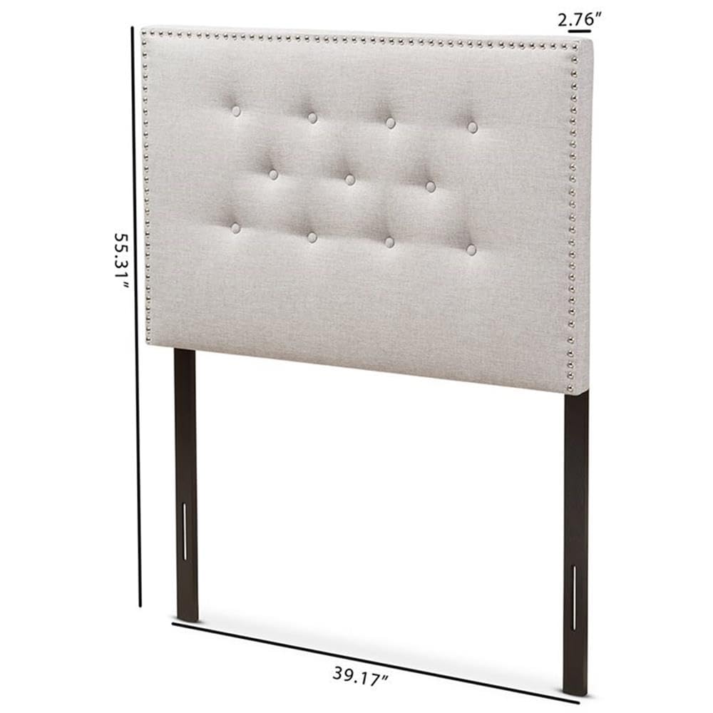Baxton Studio Windsor Tufted Twin Panel Headboard - Grayish Beige Upholstered Bed Frame Headboard for Bedroom Decor | Perfect for Guest Rooms, Master Bedrooms & Apartment Living