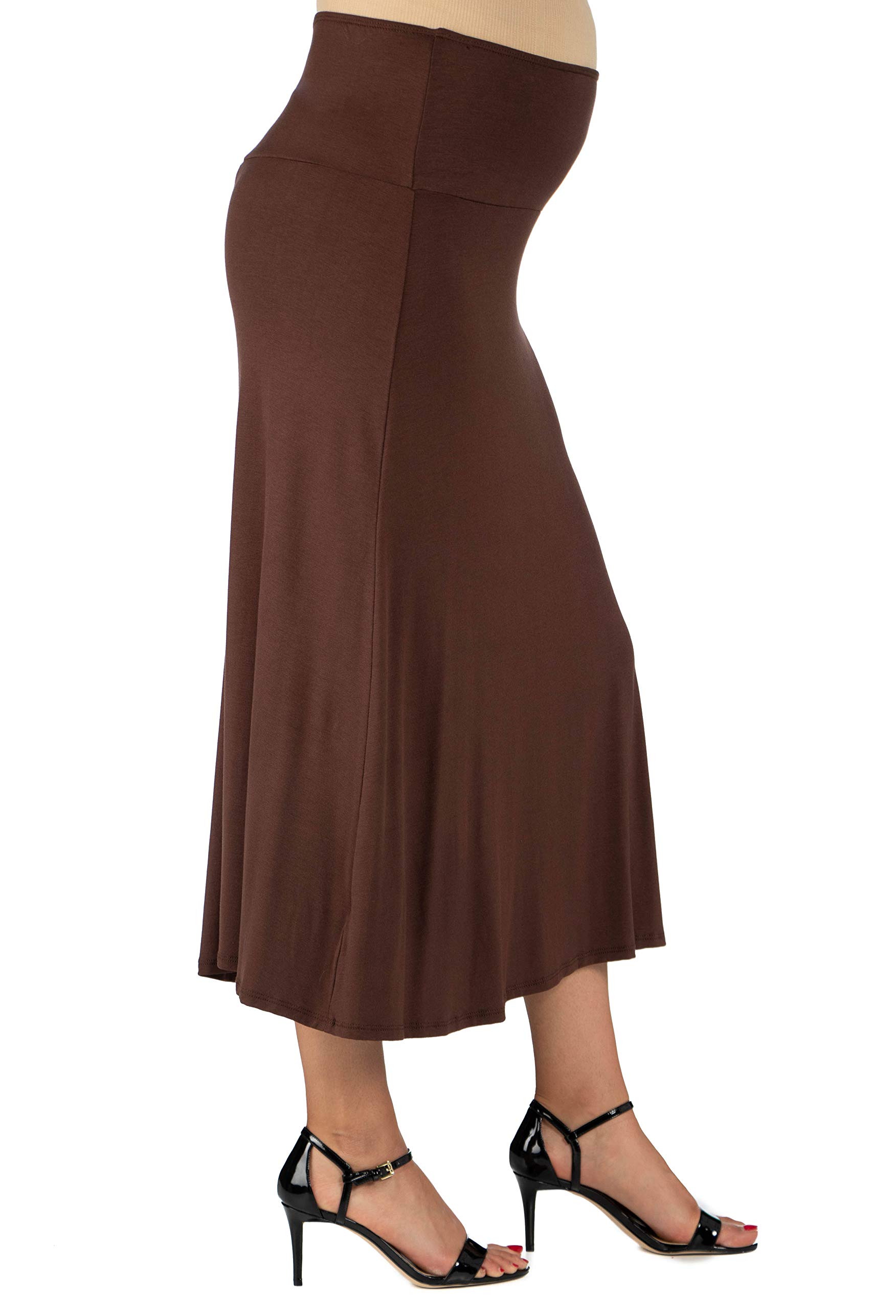 24seven Comfort Maternity Maxi Skirt for Women - Stretchy Elastic Waist Long Flowy Maxi Dress Skirt for Pregnancy | Perfect for Casual Wear, Baby Showers & Maternity Photos