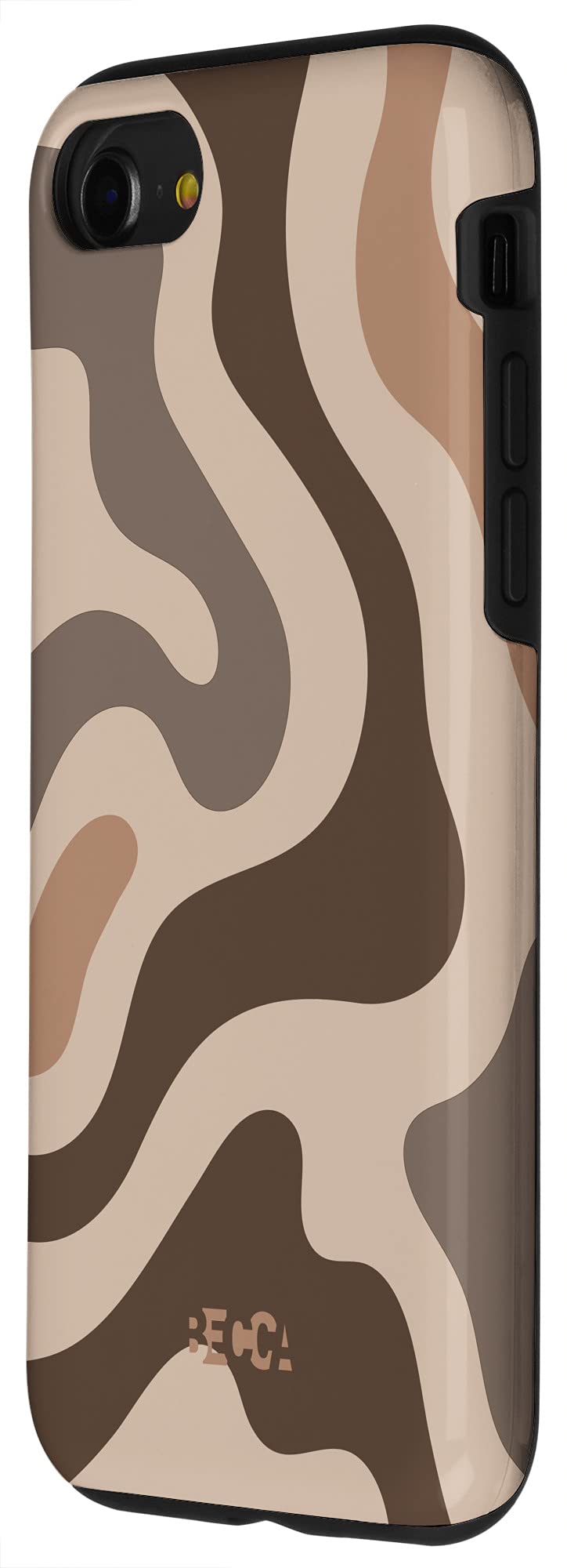 iPhone SE (2020) / 7 / 8 Retro Liquid Swirl Groovy Coffee Latte Pattern Brown Phone Case - Stylish Protection for Daily Use & Travel