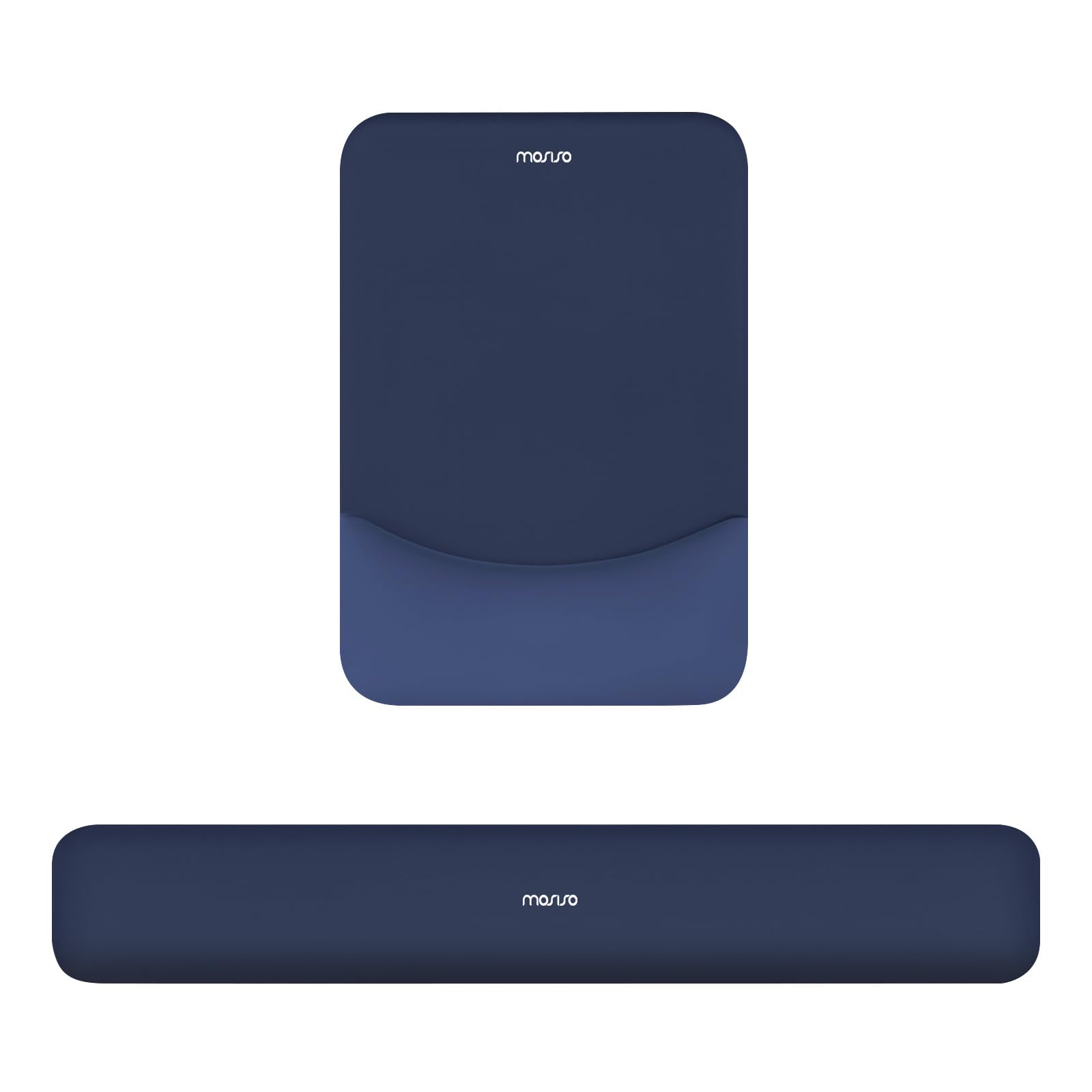 MOSISO Ergonomic Wrist Rest for Keyboard and Mouse Pad - Non-Slip Memory Foam Support with Curved Design for Pain Relief - Navy Blue - Perfect for Office & Home Computer Workstations