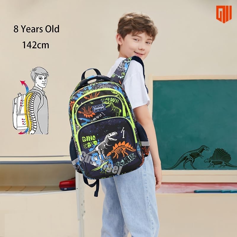 Dinosaur Backpack Set for Boys - 3Pcs with Lunch Box & Pencil Case | School & Travel