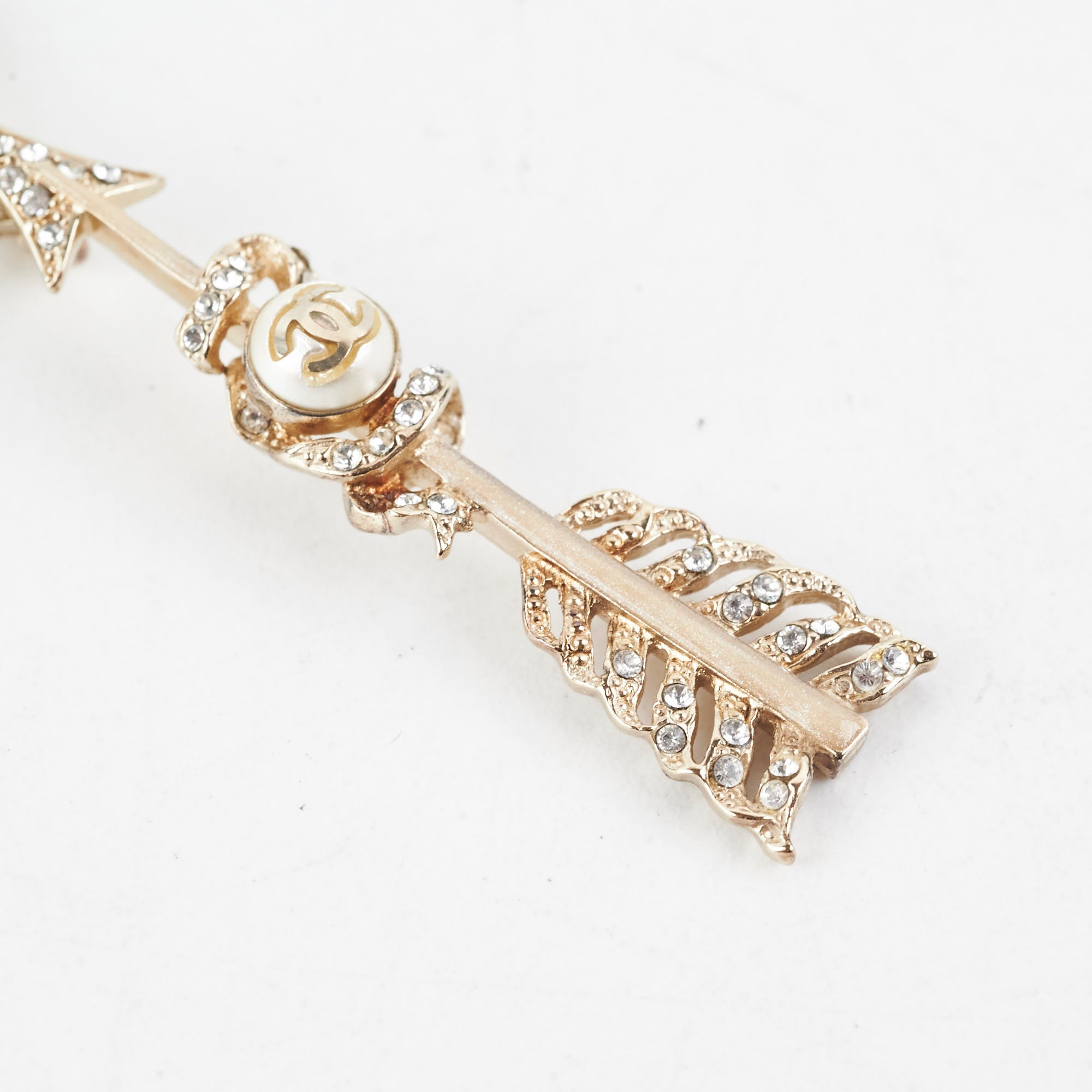 Chanel Inspired Crystal Pearl Arrow Necklace - Elegant Costume Jewelry for Women | Perfect for Parties, Weddings & Special Occasions