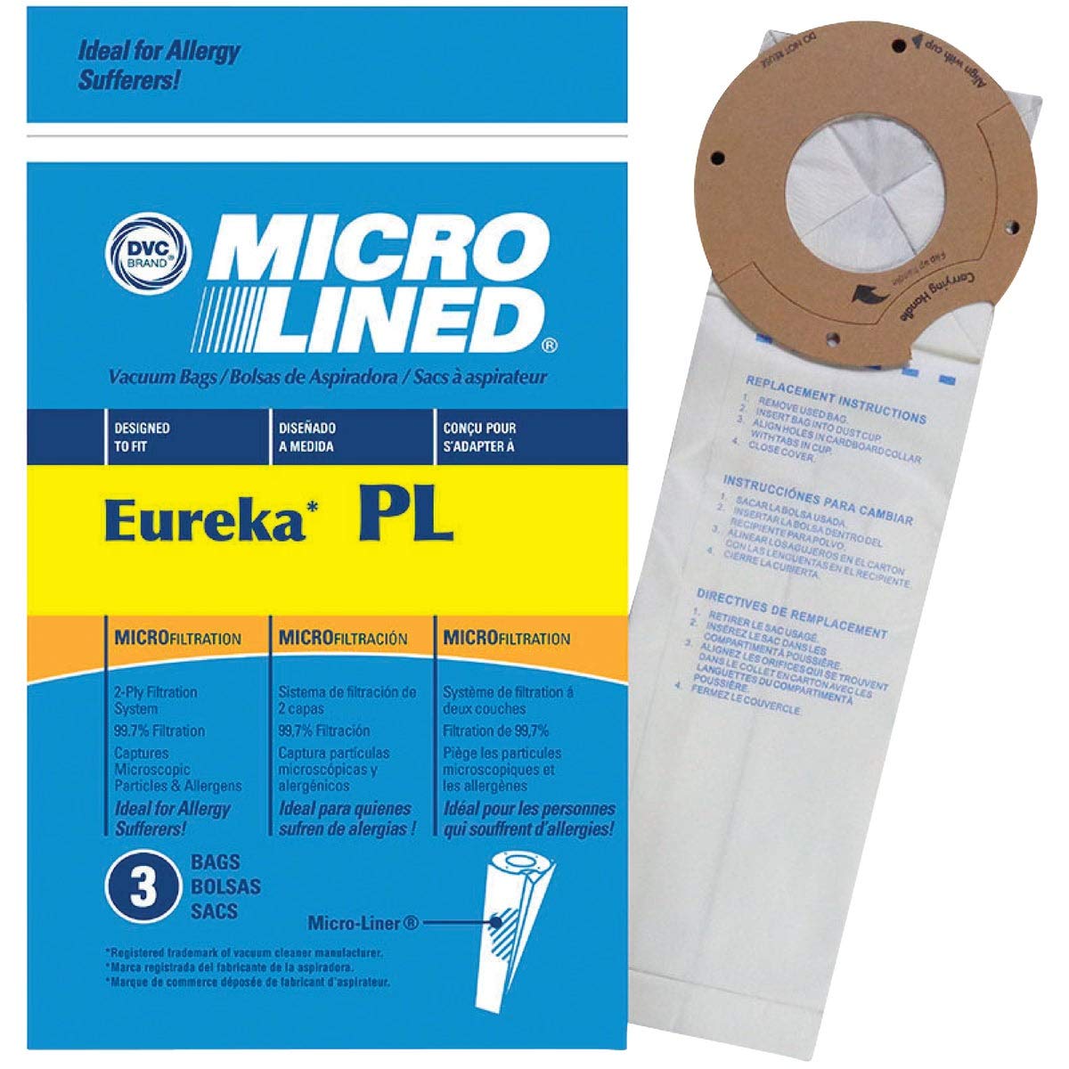 Genuine Eureka PL Vacuum Bag 62389A - 3 Pack Replacement Bags for Eureka Upright Vacuums | Perfect for Home Cleaning, Pet Hair, and Allergen Removal