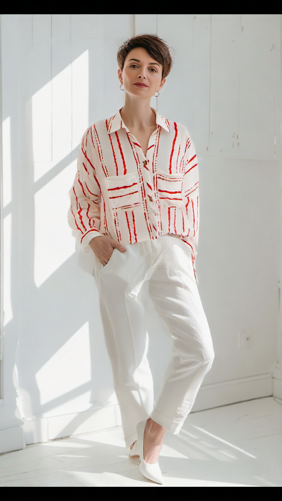 Lia Line Shirt Red - Stylish Women's Casual T-Shirt for Everyday Wear | Perfect for Outings, Dates & Relaxing at Home