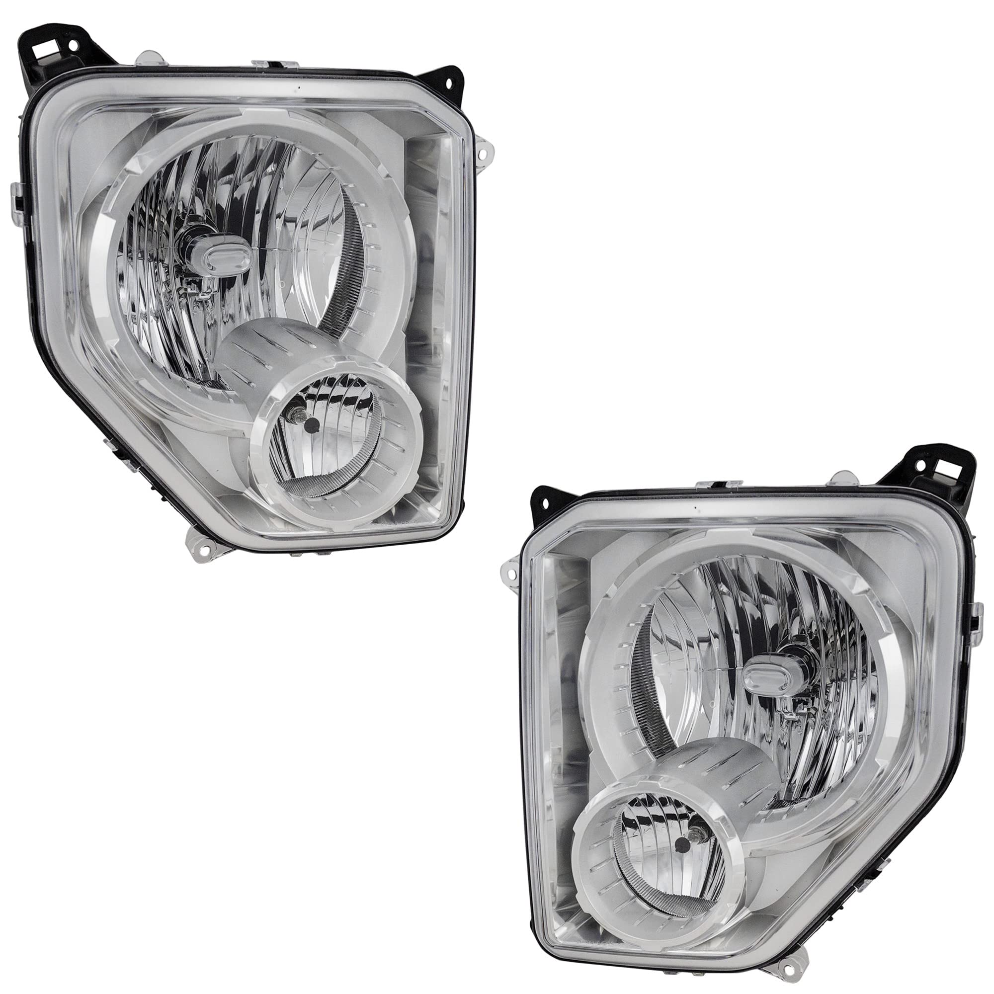Evan Fischer Driver & Passenger Side Headlight Assembly for 2008-2012 Jeep Liberty - Halogen with Bulbs, CAPA Certified, Fog Light & Chrome Bezel - Replaces #55157339AE, 55157338AE - Perfect for Night Driving & Off-Road Adventures