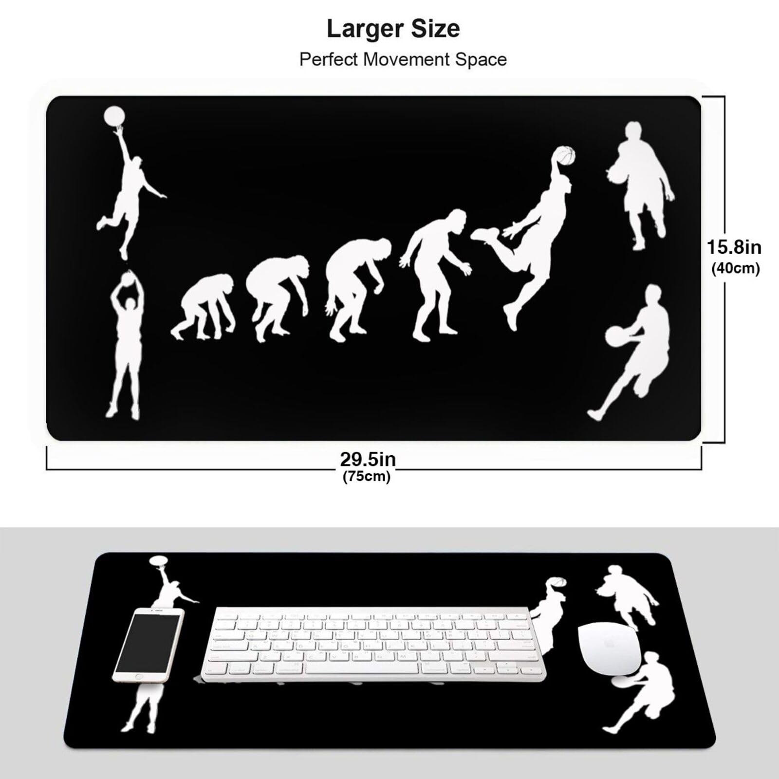 Basketball Mouse Pad - Non-Slip Rubber Extended Gaming Mousepad for Sports & Office Use - Perfect for Basketball Fans, Gamers & Work Desks