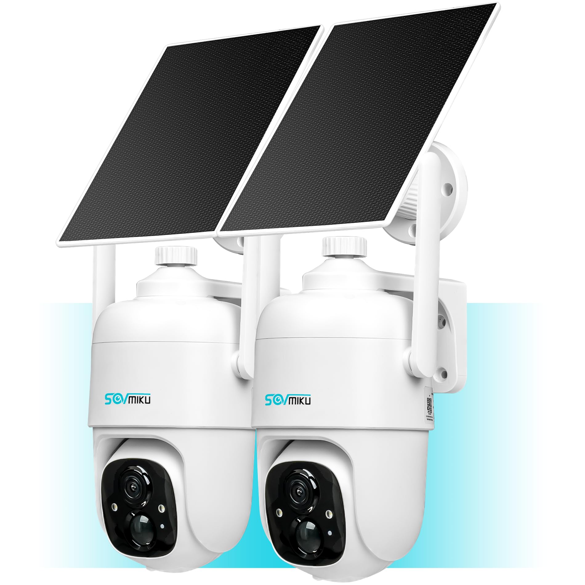 SOVMIKU 2CQ1 AI 2K Solar Wireless Outdoor Security Camera - Battery Powered, Two-Way Audio, Motion Detection, 360° View, Color Night Vision, Easy Setup, Weatherproof - Ideal for Home, Garage & Backyard Surveillance