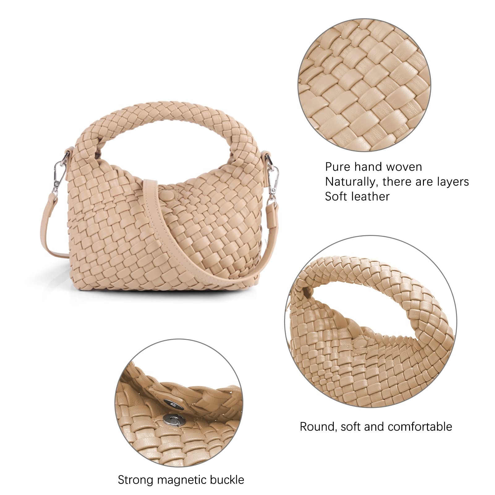 Stylish Women's Woven Handbag with Detachable Strap - Versatile Tote, Crossbody & Shoulder Bag for Everyday Use | Perfect for Work, Shopping & Travel