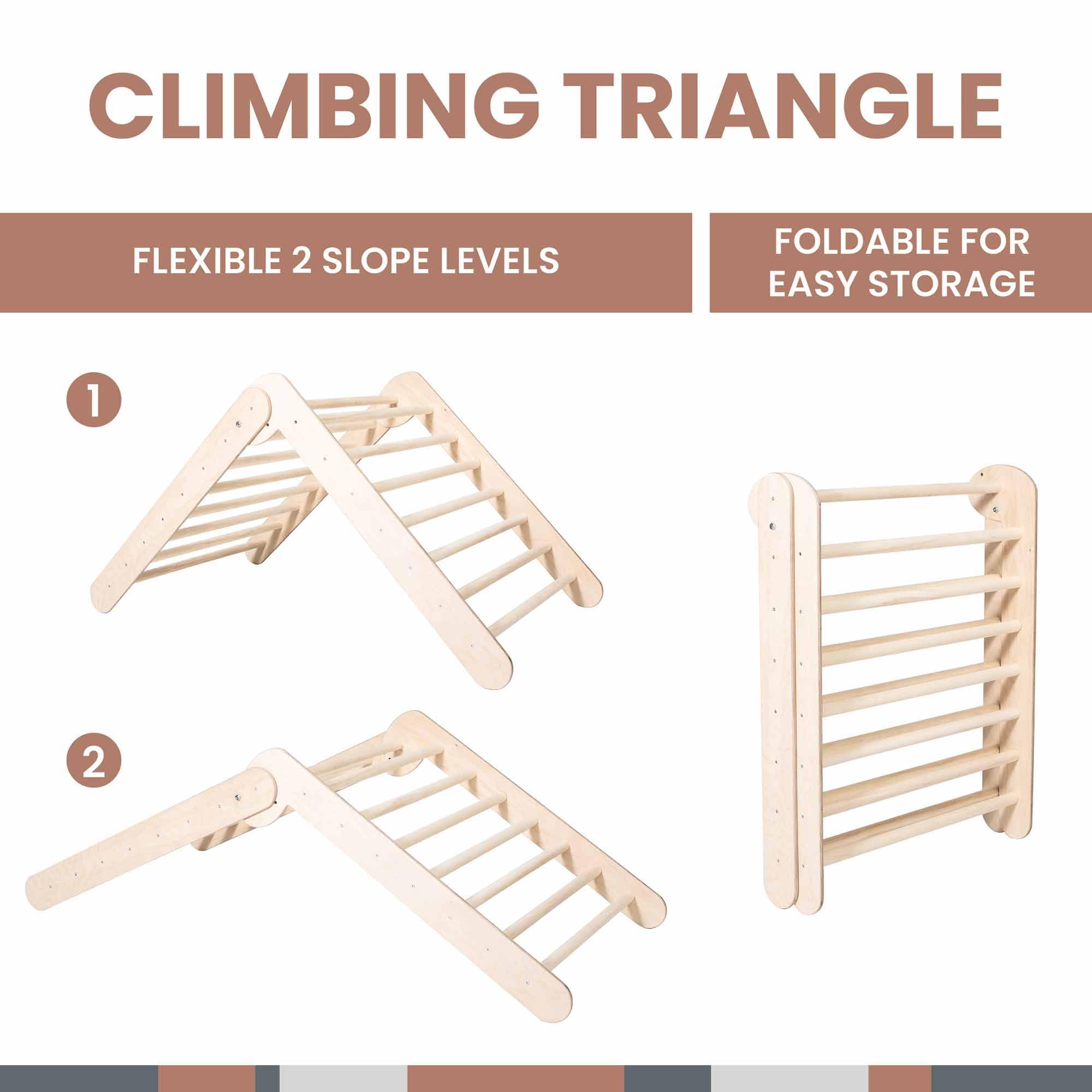 Waldorf Climbing Triangle - Montessori Wooden Climbing Ladder & Step Triangle for Kids - Indoor/Outdoor Play Gym for Toddler Physical Development