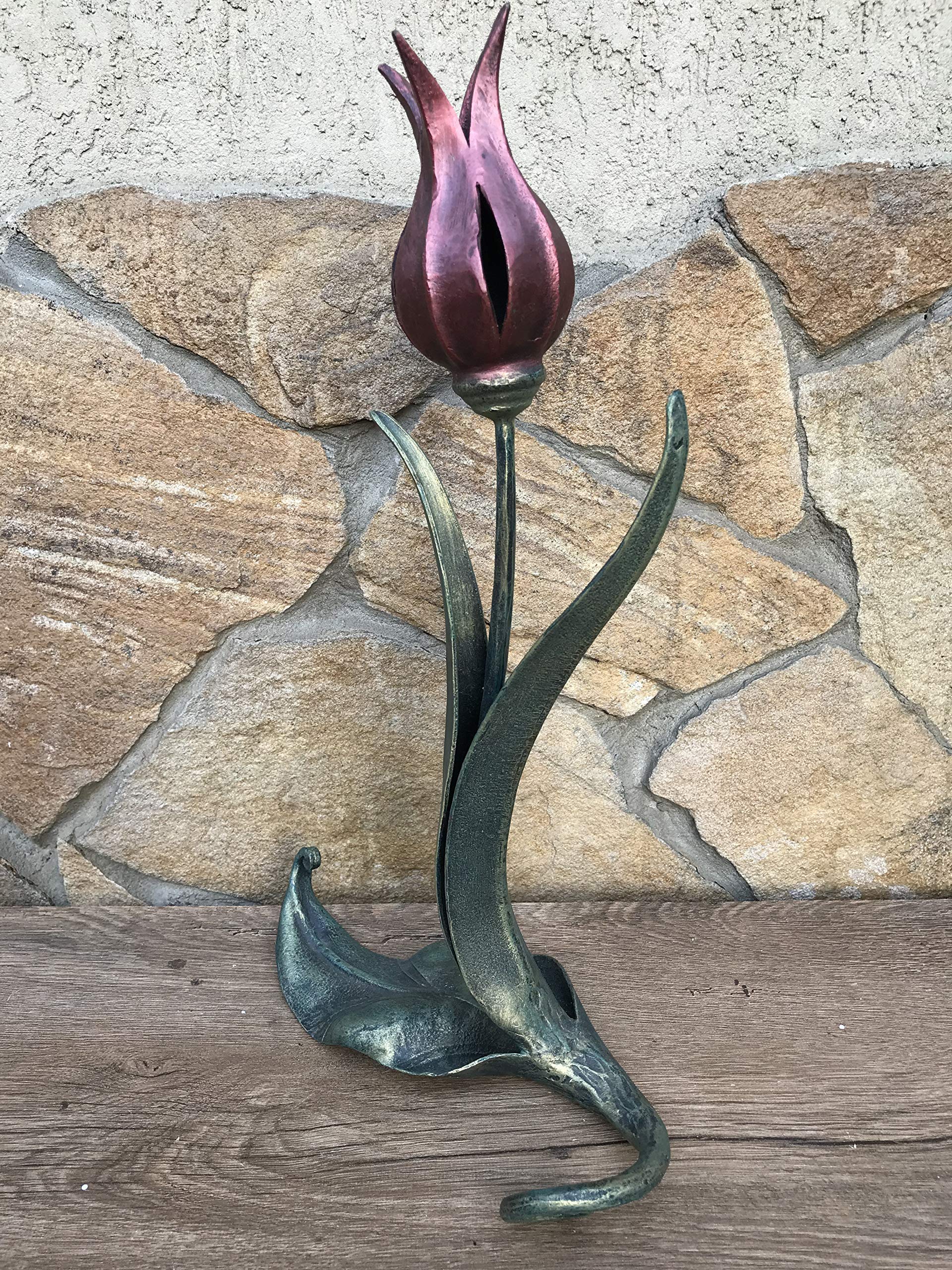 Hand-Forged Iron Tulip Flower - Unique 6th Anniversary & Mother's Day Gift for Her - Elegant Home Decor & Thoughtful Present for Special Occasions