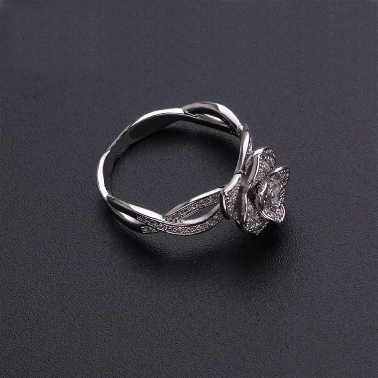 Size 4 Gold Rings for Women - Elegant Round Silver Diamond Ring Band Set, Adjustable Anniversary Wedding Gift for Wife, Daughter & Teen Girls | Perfect for Date Night, Proposal & Special Occasions