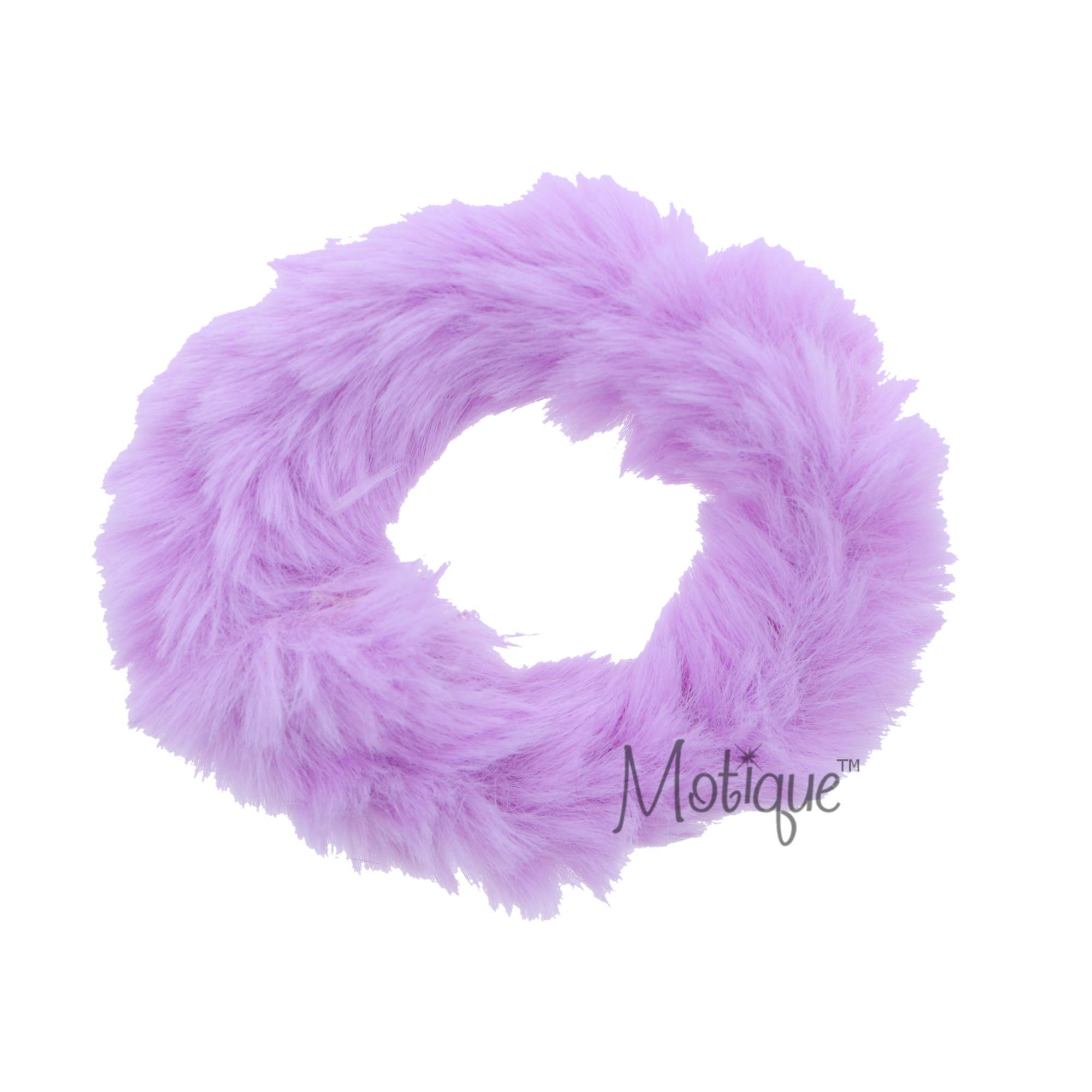 Small Fuzzy Fur Scrunchies Furry Pony Holder - Set of 10 Light Purple Hair Ties for Girls, Women, Ballet, Dance, Gym, and Everyday Style