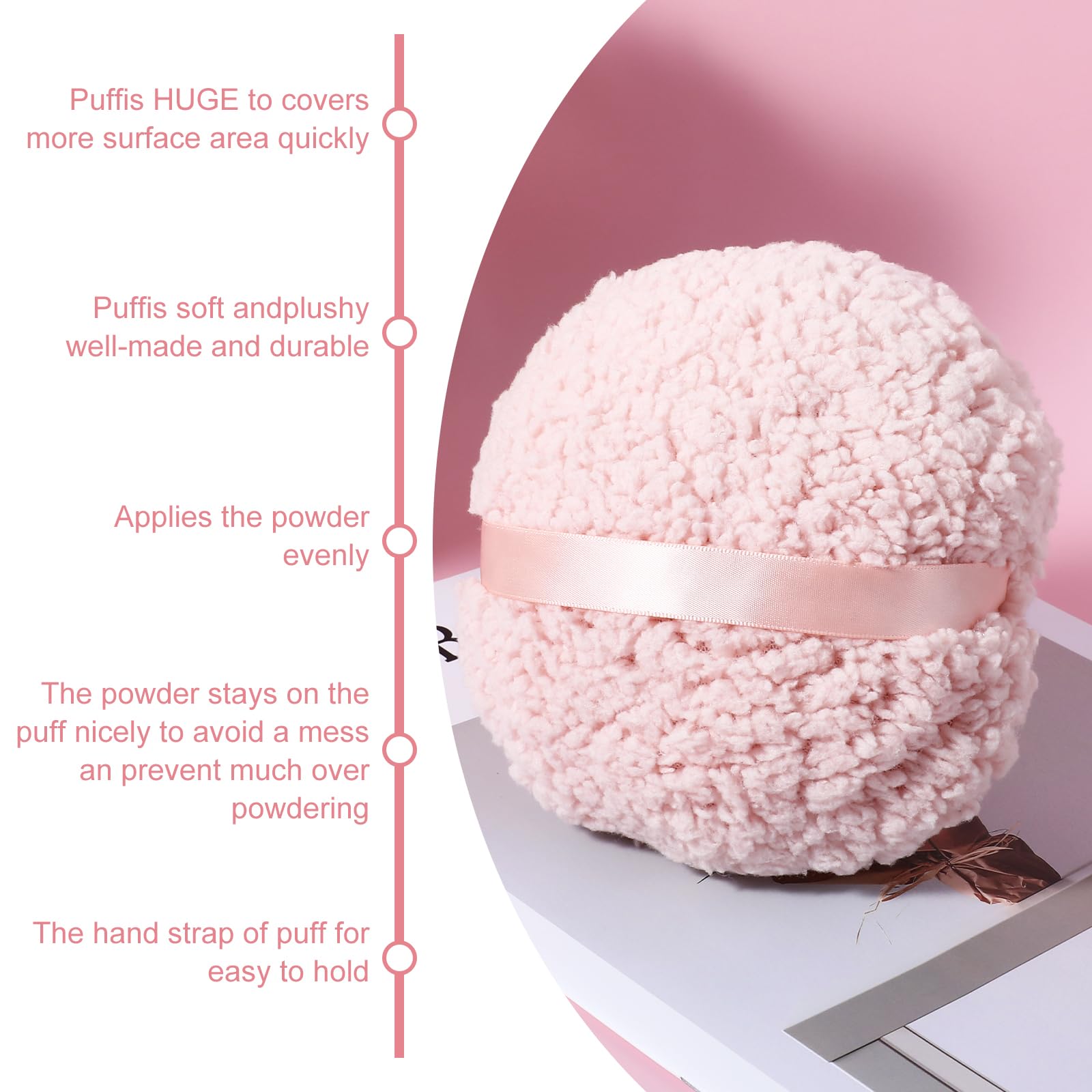 6’’ Ultra Soft Washable Velour Powder Puff - Large Round Velvet Dust Puff for Loose Mineral Powder | Reusable Body & Face Powder Applicator | Perfect for Makeup, Baby Powder & Spa Treatments