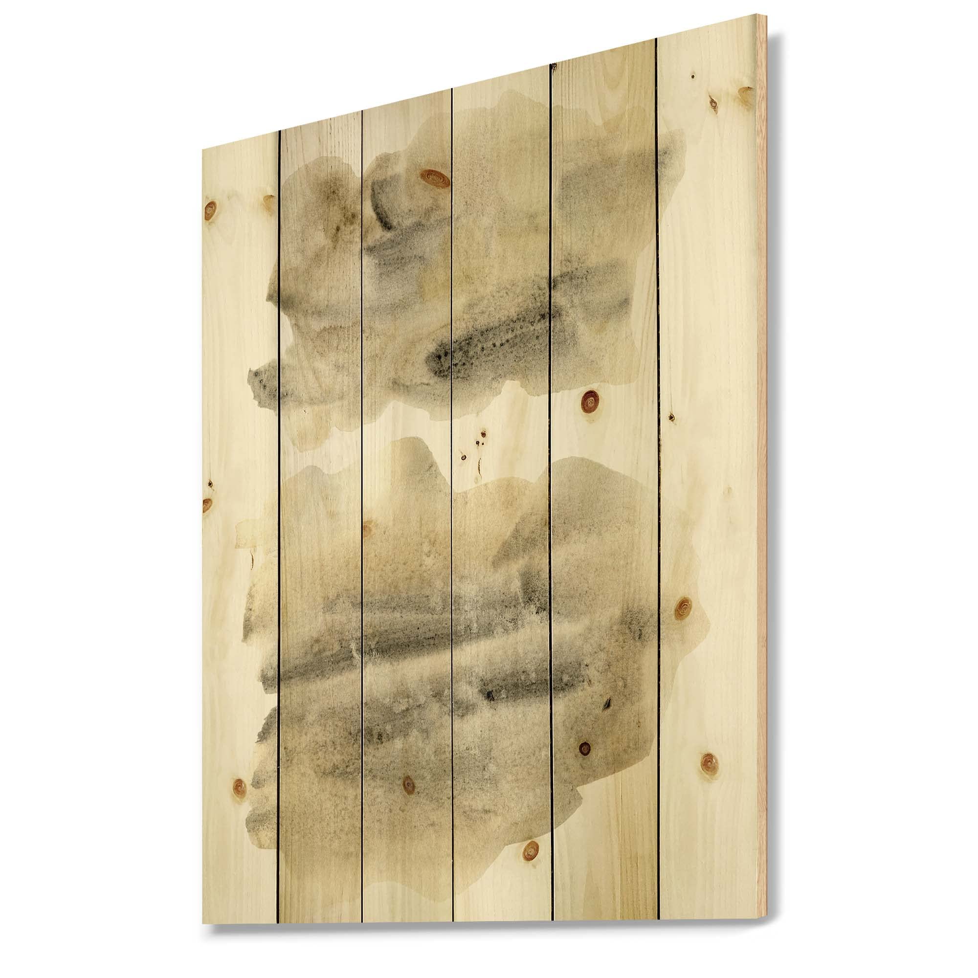 DesignQ Black and Beige Clouds Modern Wood Wall Art - Large Abstract Wooden Wall Panel Decor Printed on Natural Pine - Perfect for Living Room, Bedroom & Office Decoration
