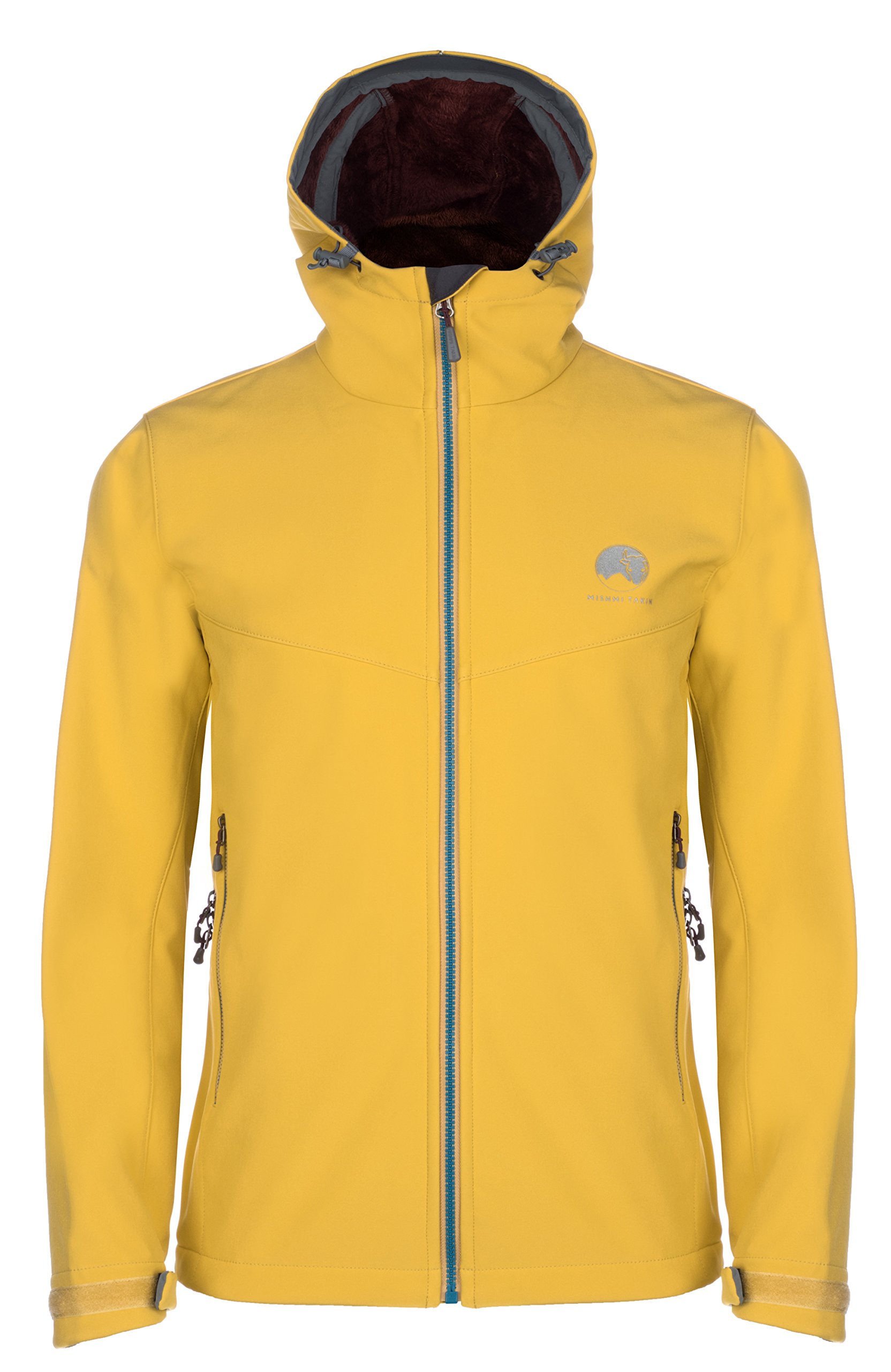 Qaras Men's Mustard Yellow Fleece-Lined Soft Shell Jacket - Waterproof, Windproof, High Loft - Large Size for Outdoor Hiking, Camping & Winter Activities