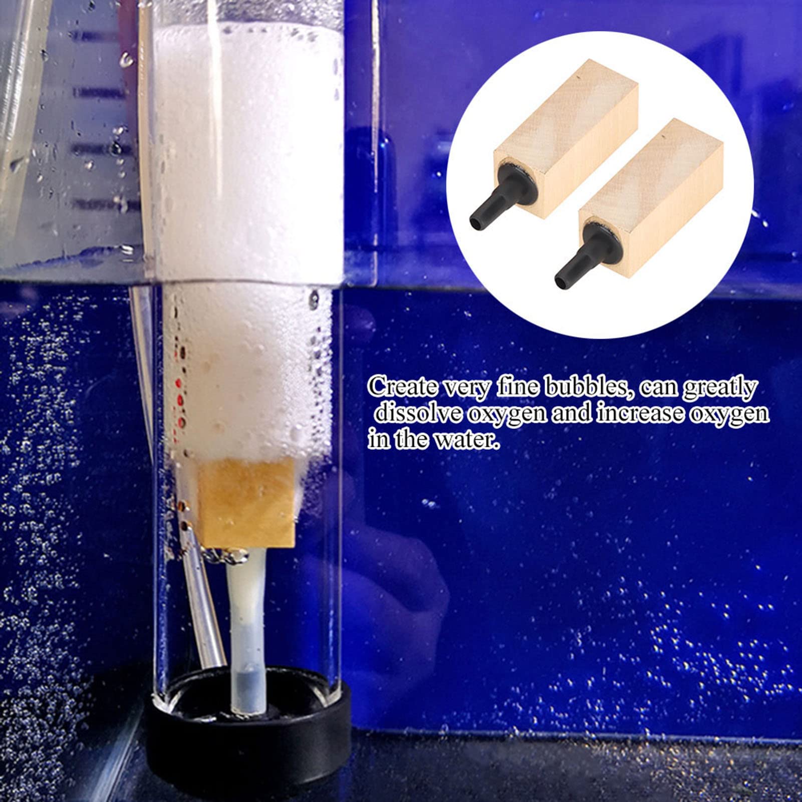 2Pcs Natural Wooden Air Bubble Stone Diffuser - Fine Bubble Air Stone Cylinder for Hydroponics, Aquarium, Fish Tank - Air Pump Accessories (Small) - Perfect for Oxygenation in Home Aquariums and Hydroponic Systems