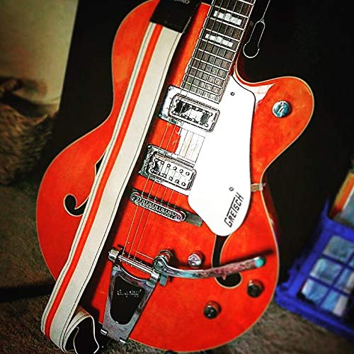 Premium USA-Made Couch RACER X Guitar Strap - White & Orange Design - Comfortable & Durable for Electric & Acoustic Guitars - Perfect for Live Performances, Studio Sessions & Casual Playing
