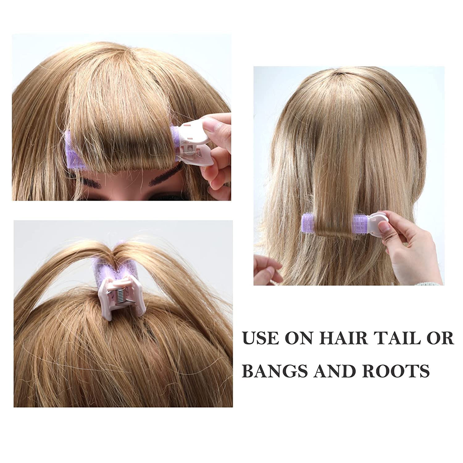 2 Pcs Heatless Hair Rollers with 2 Pcs Crystal Crocodile Clips - Volumizing Root Curlers for Women - DIY Hair Styling Tools for Long & Short Hair - Perfect for Home, Salon, and Party Hairstyles