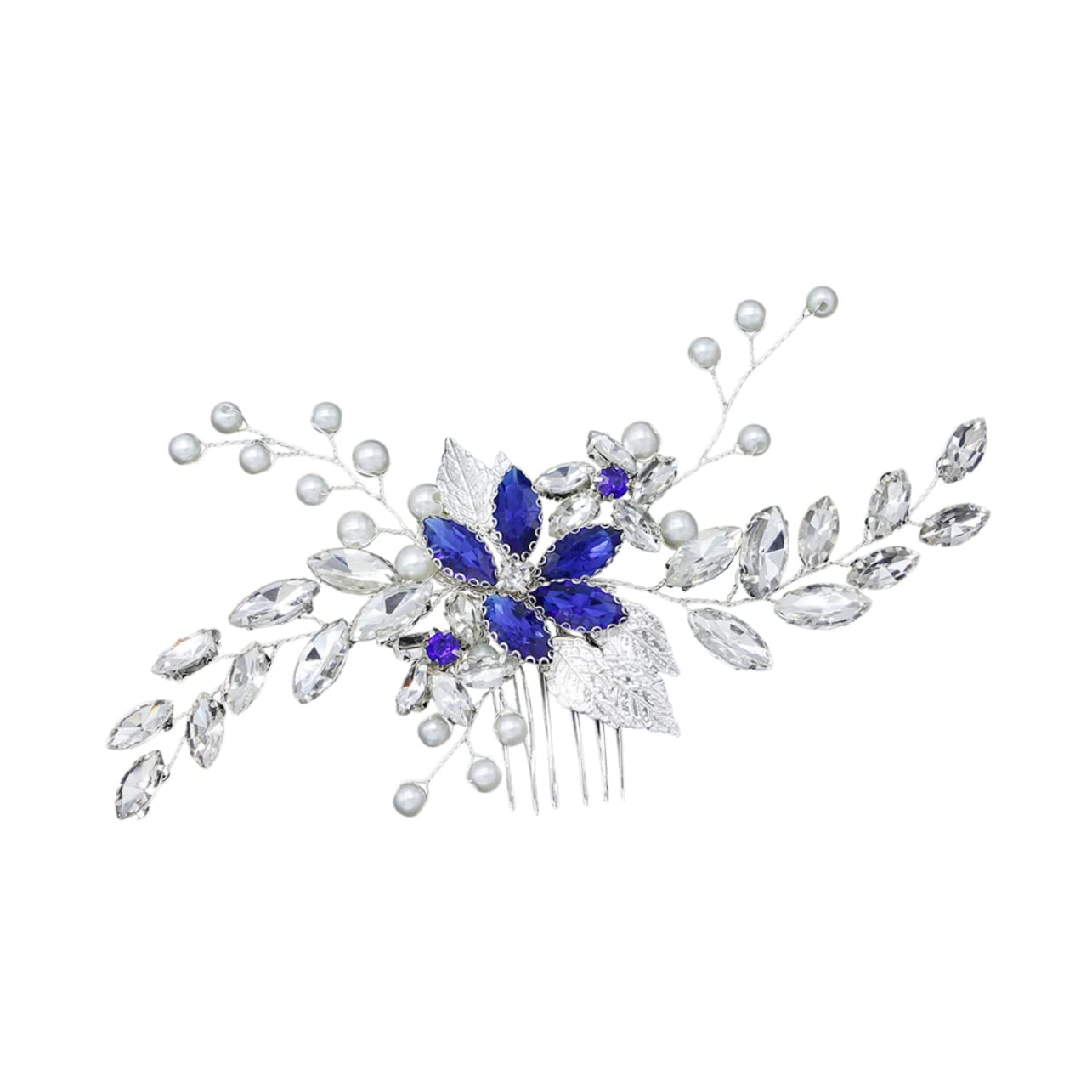 FOMIYES Pearl Tiara Bridal Headpiece – Wedding Hair Comb with Insert for Bride, Elegant Blue Bridal Headdress for Banquets & Ceremonies | Perfect for Weddings, Proms, and Formal Events
