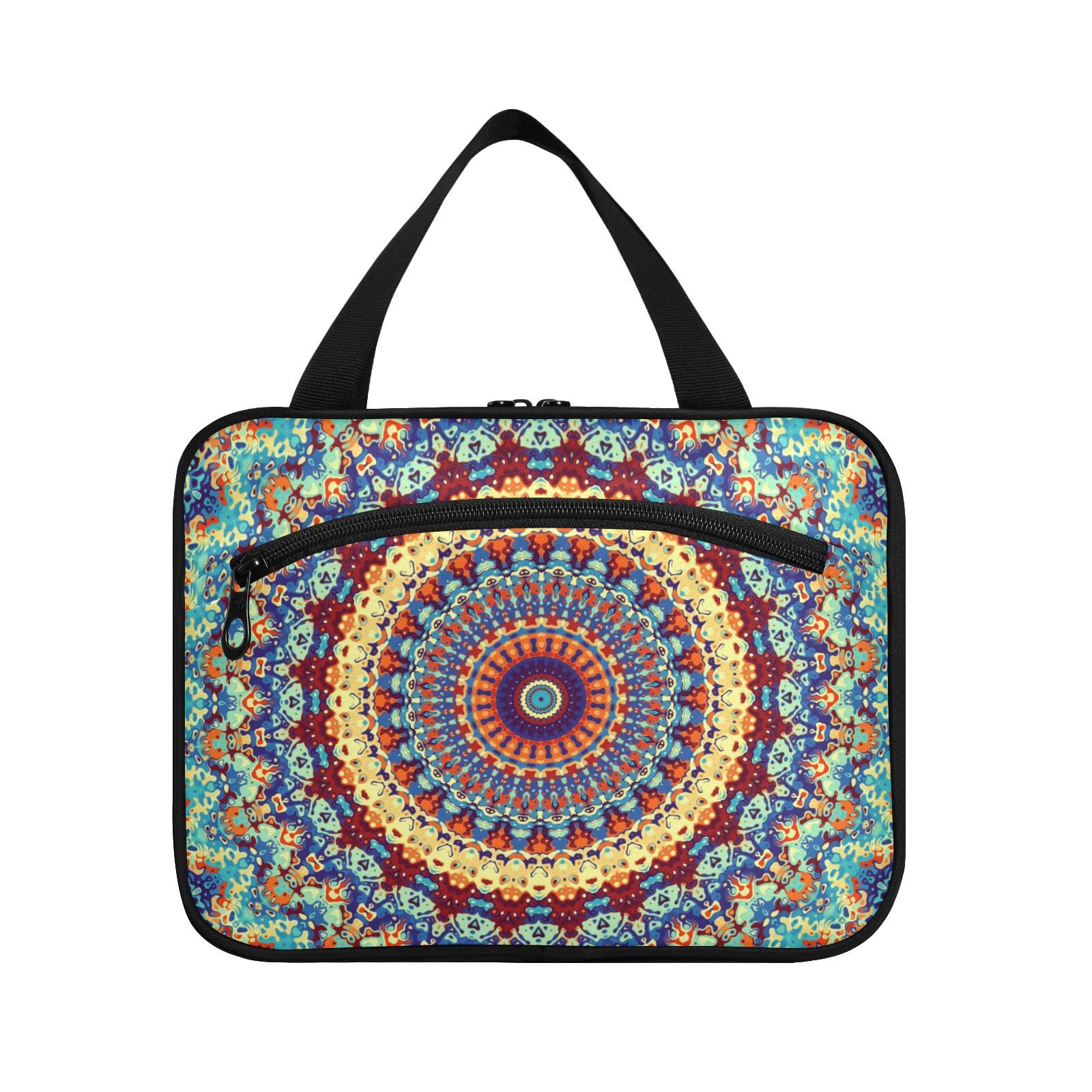 Stylish Mandala Travel Toiletry Bag for Women - Large Hanging Cosmetic Organizer with Hook | Perfect for Vacations, Gym & Weekend Getaways