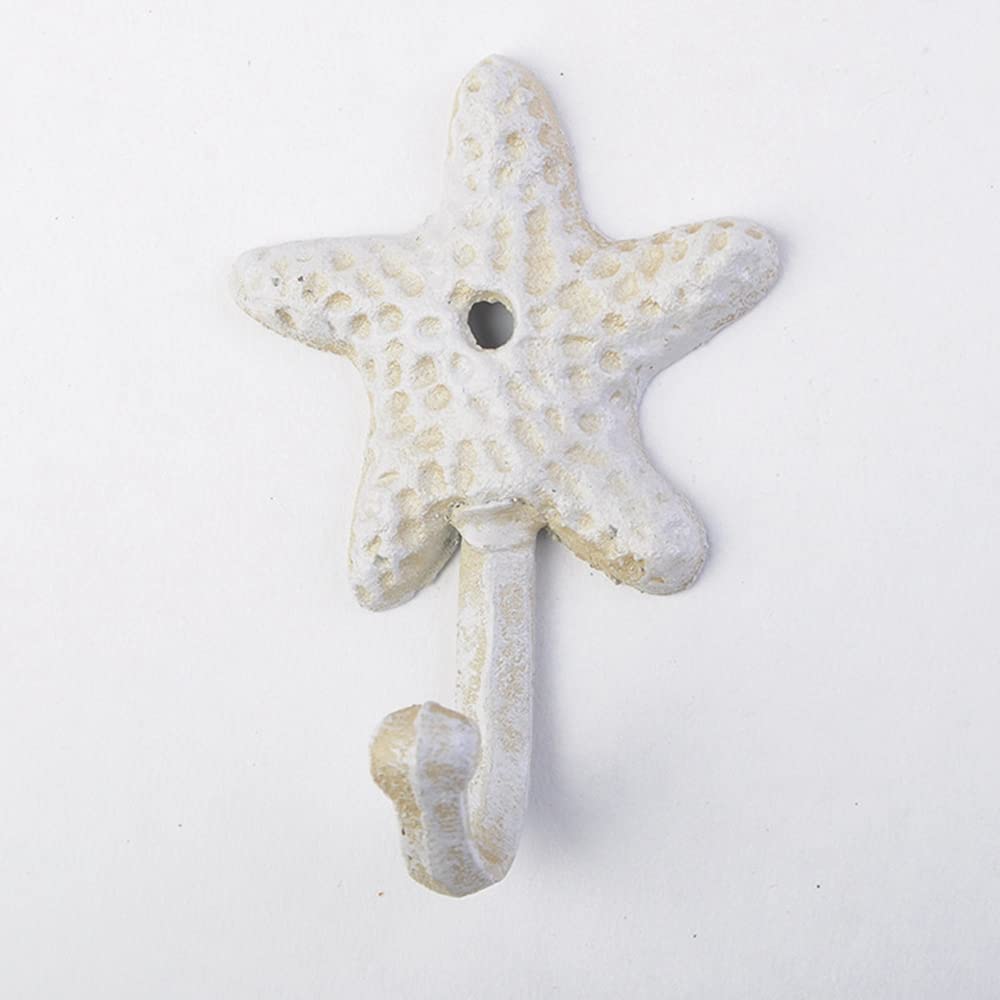 Vintage Wrought Iron Starfish Wall Hook - Single Hook for Hanging Hats, Coats, and Beach Accessories | Rustic Ocean-Themed Home Decor for Bathroom, Entryway, or Beach House