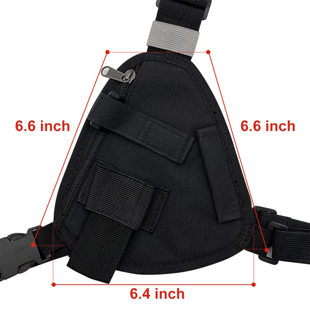 LSENG Adjustable Radio Chest Harness Shoulder Holster - Single Radio Pouch for Motorola & BAOFENG Walkie Talkies - Two-Way Radio Holder for Outdoor, Hiking, Construction & Security (Black)