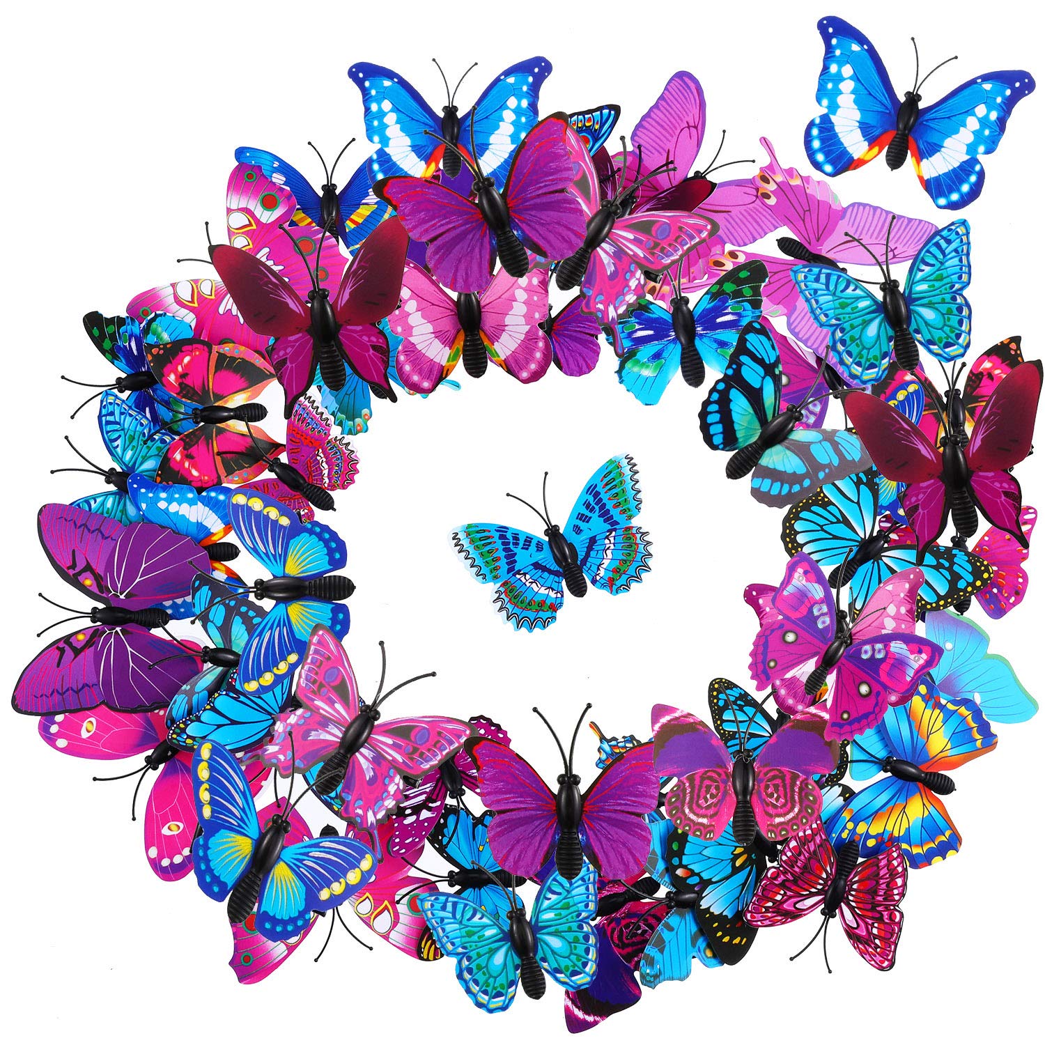 36PCS 3D Butterfly Hair Clips for Girls - Colorful Hair Barrettes for Baby Toddler, Bridal Wedding, Halloween Party Favors (Purple & Blue) - Perfect for Kids Dress Up, Birthday Gifts & Photo Props