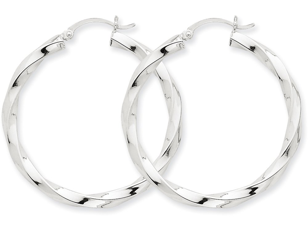 14K White Gold 3mm Twisted Hoop Earrings for Women - FJC Finejewelers | Elegant Everyday & Special Occasion Jewelry Gift