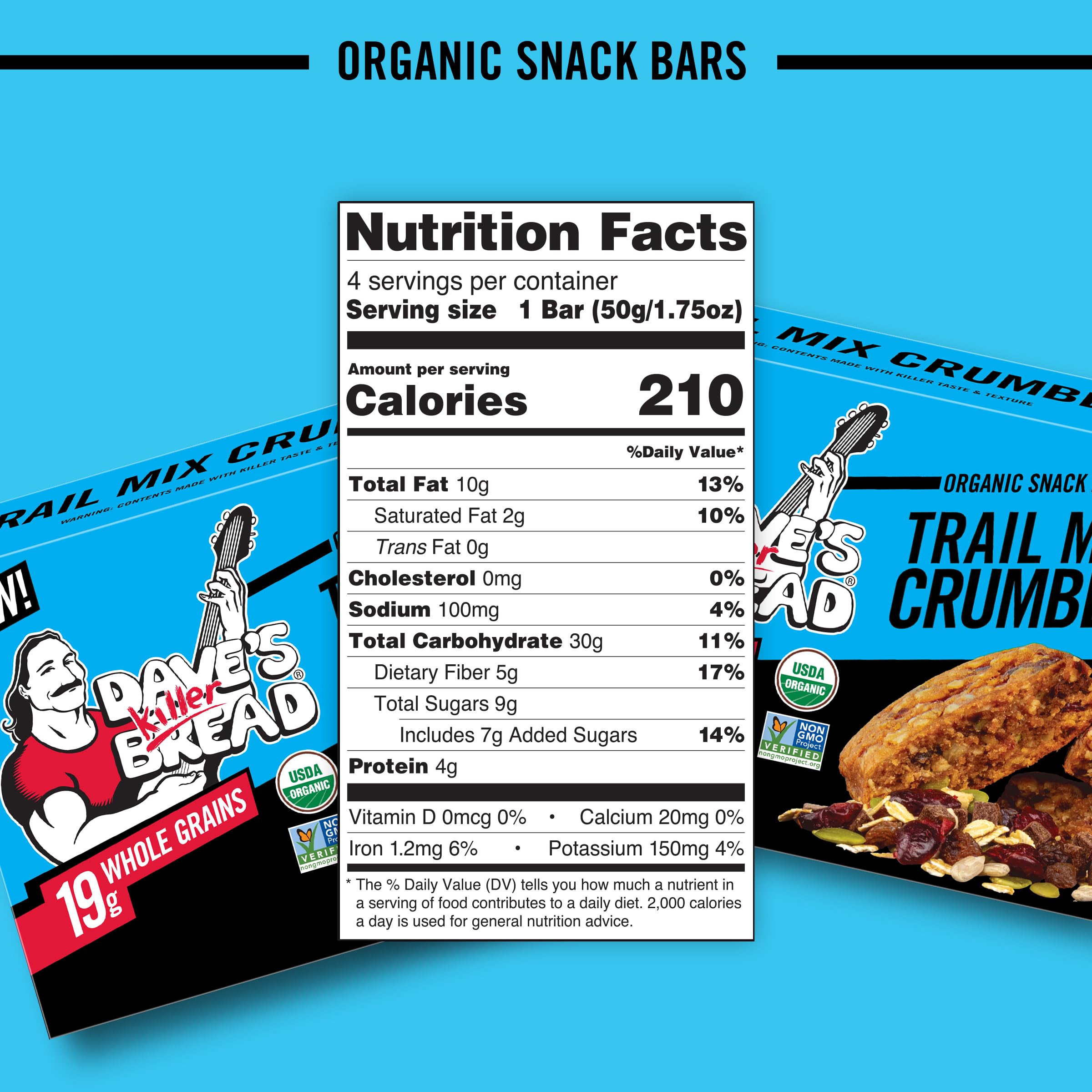 Dave's Killer Bread Organic Snack Bars - Trail Mix Crumble | Healthy On-the-Go Snacks for Hiking, Work & School Lunch | Gluten-Free & Non-GMO
