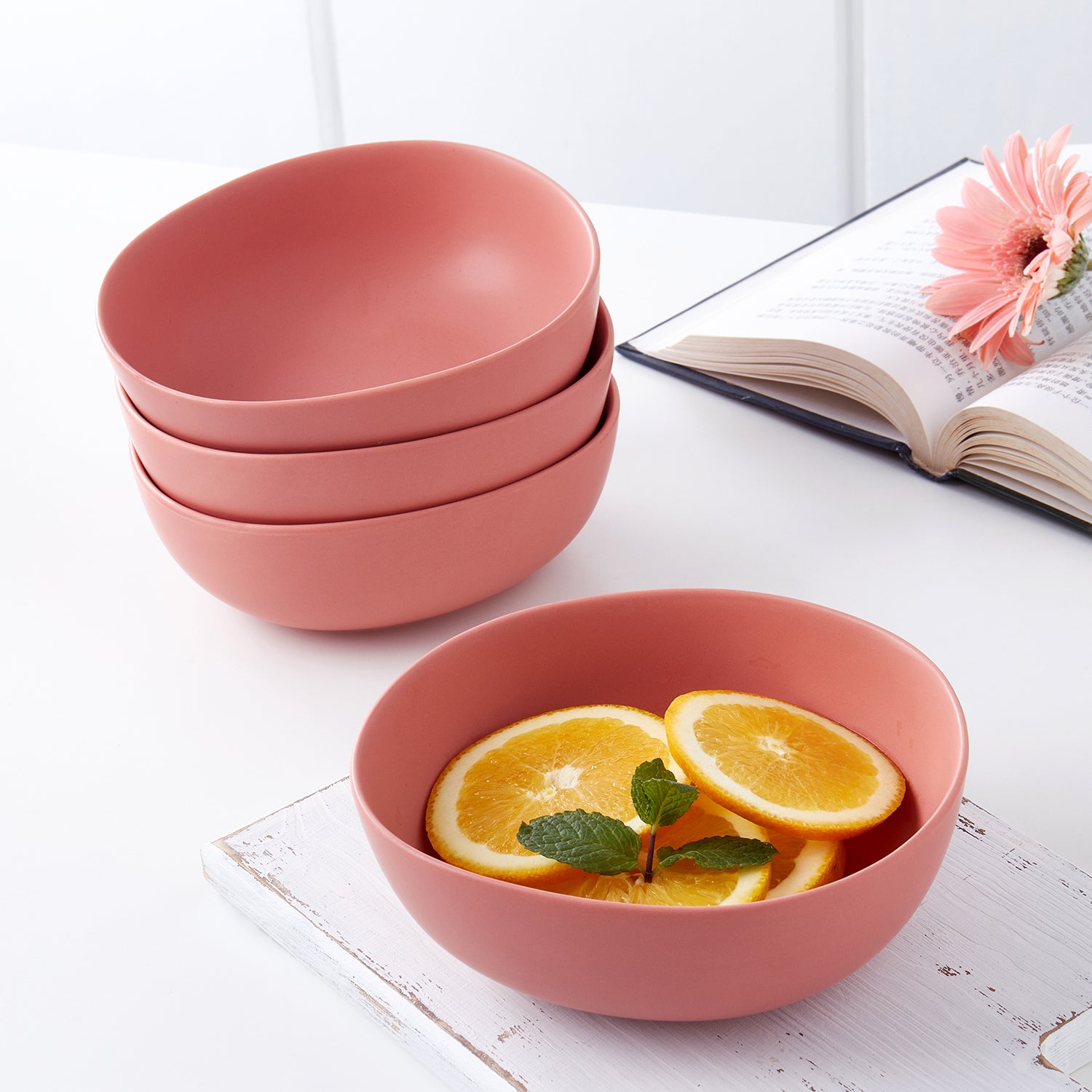 Delilah Porcelain Bowl Set - 6-Piece Dinnerware Set for Soup, Salad & Dessert | Elegant & Durable for Everyday Use & Entertaining