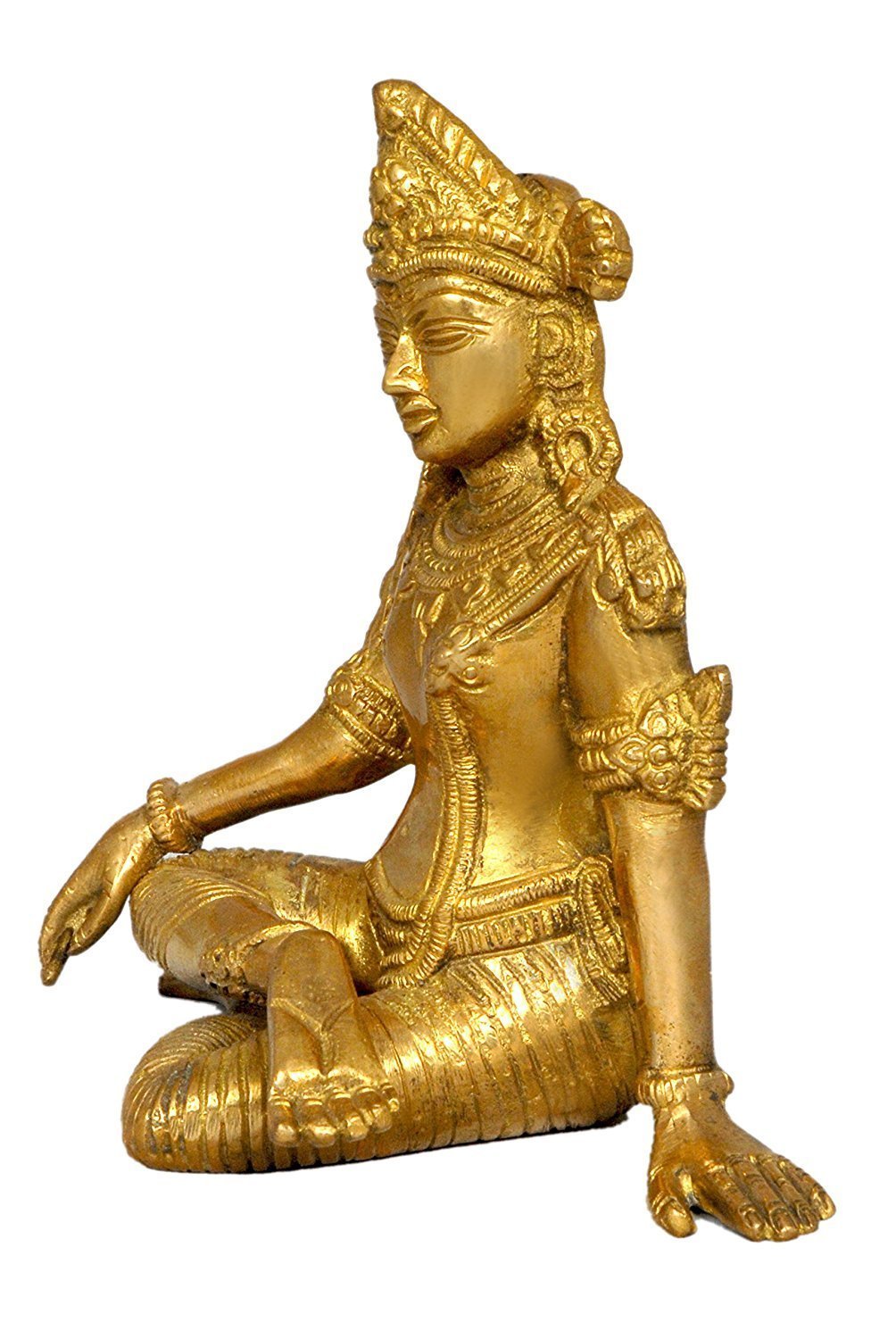 Purpledip Sitting Posture Indra Statue - Rain God Vastu Dev Hindu Deity Figurine for Home Altar & Spiritual Decor | Indian Religious Gift (11249) | Perfect for Puja Room, Meditation Space & Cultural Home Décor