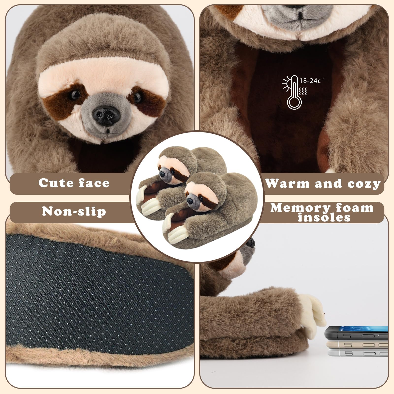 Funny Animal Slippers for Women - Cute Cartoon Fluffy House Slippers with Soft Memory Foam, Cozy Cotton Indoor Slides | Perfect Birthday Gift & Lounge Wear for Women at Home