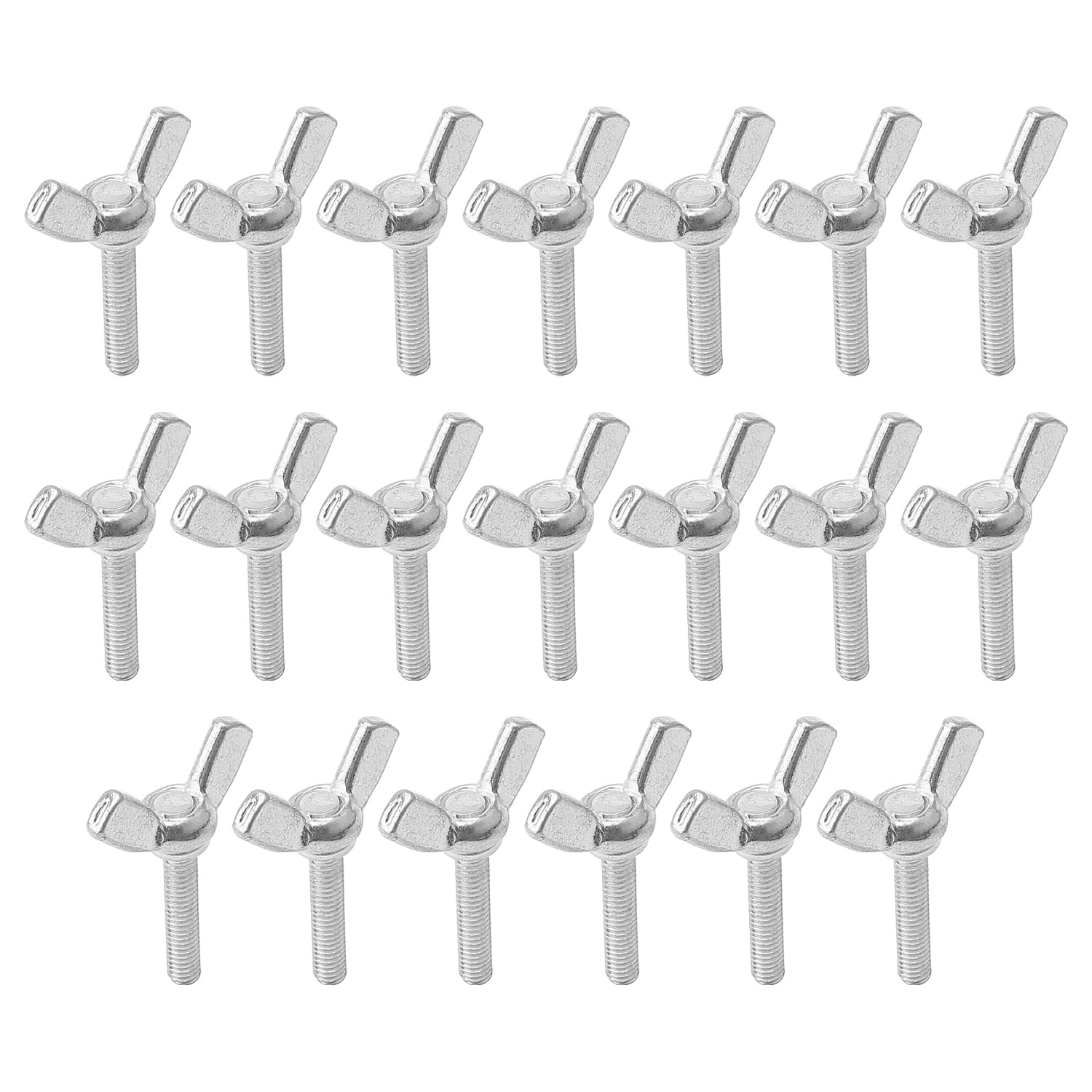 20Pcs M4x30mm Wing Butterfly Screws Bolts - Carbon Steel Thumb Hand Screws with Zinc Plating for DIY, Furniture, Electronics & Machinery - Silver Tone Fasteners for Easy Hand Tightening