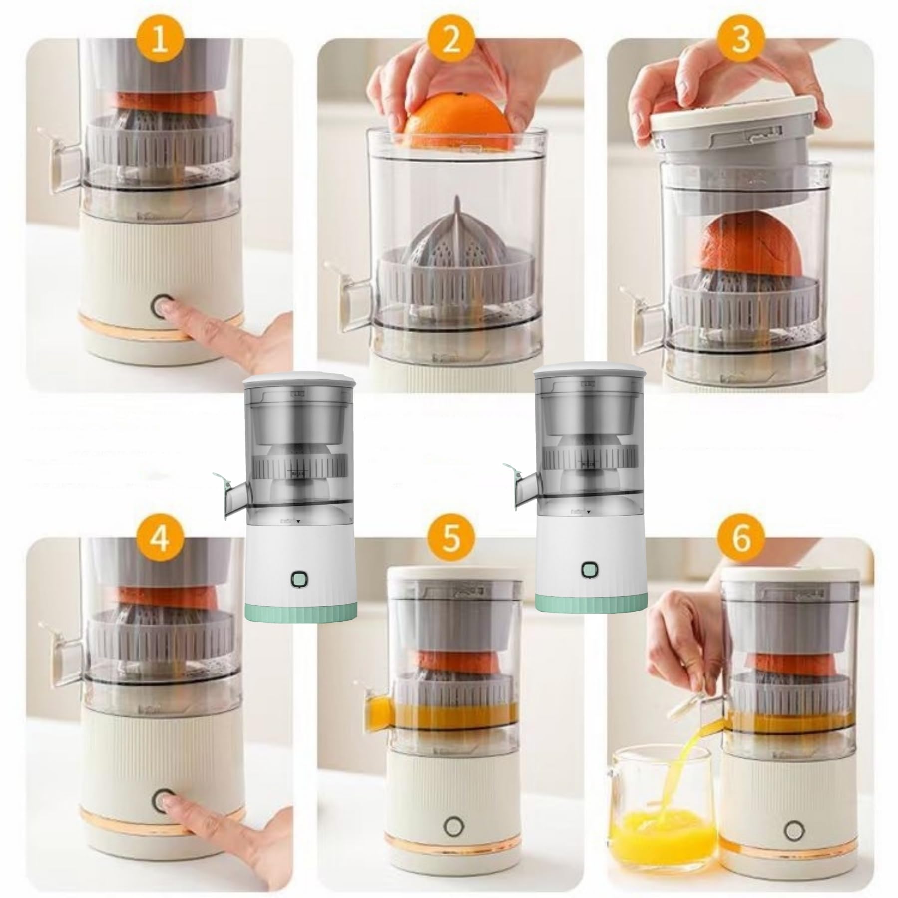 Automatic Separation Juicer - Portable Electric Juicer Machine for Fruits and Vegetables, USB Rechargeable with Cleaning Brush (7.4V, Red) - Perfect for Home, Office, Gym & Outdoor Use