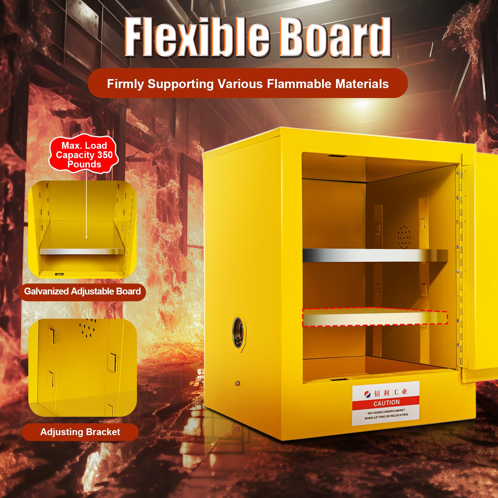 4 Gallon Yellow Flammable Safety Storage Cabinet - OSHA Compliant for Chemicals, Solvents & Liquids - Commercial, Industrial & Home Use - Perfect for Garage, Workshop & Laboratory Organization