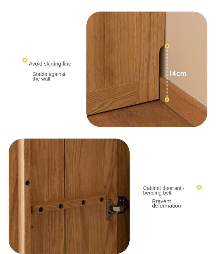 Premium Oak Solid Wood Kids Wardrobe - Multi-Functional Storage Organizer for Clothes, Toys & Books - Perfect for Bedroom, Nursery & Playroom Organization