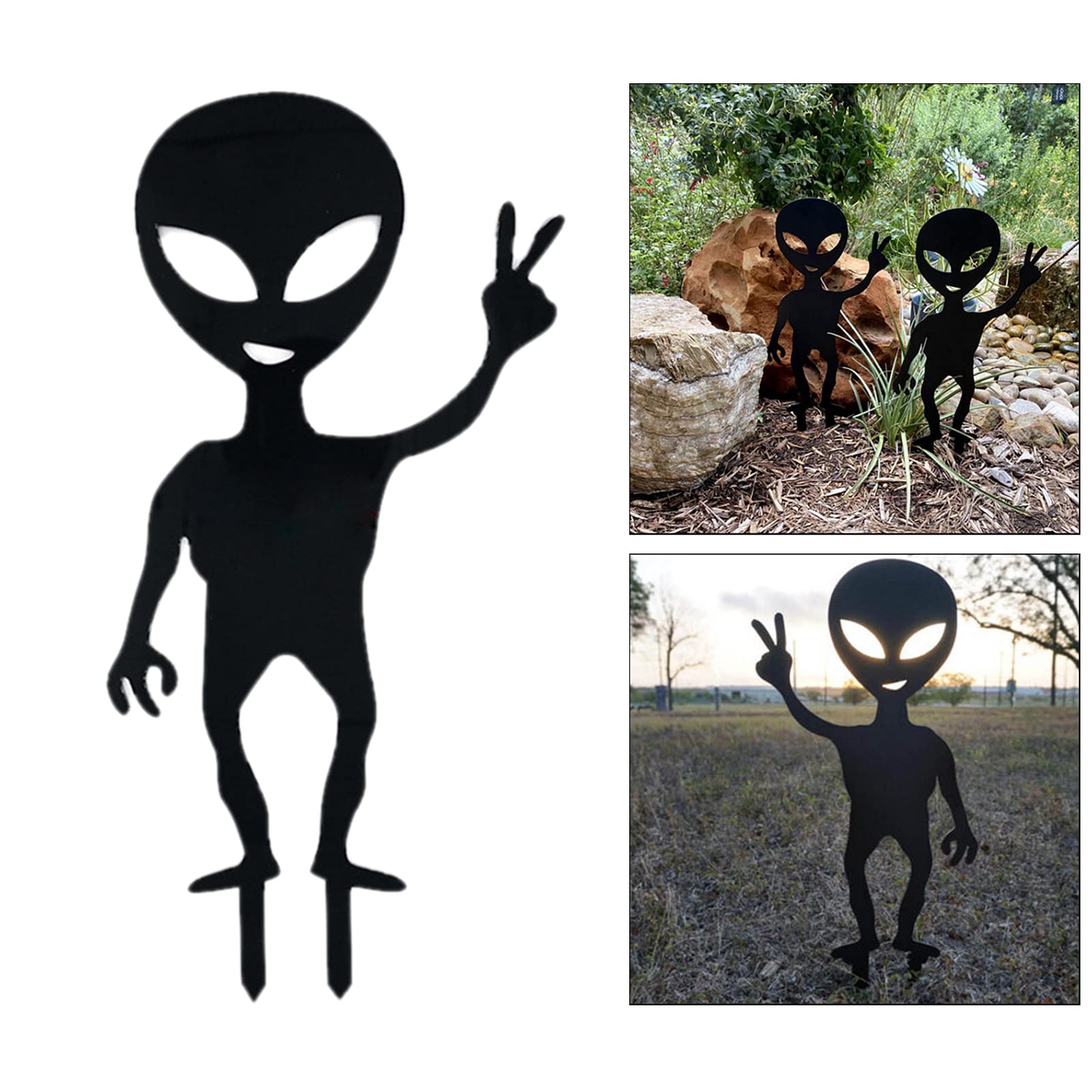 Funny Alien Garden Stake Statue - Cute Silhouette Decor for Home, Yard & Outdoor Spaces | Perfect for Halloween, Themed Gardens & Unique Outdoor Decorations