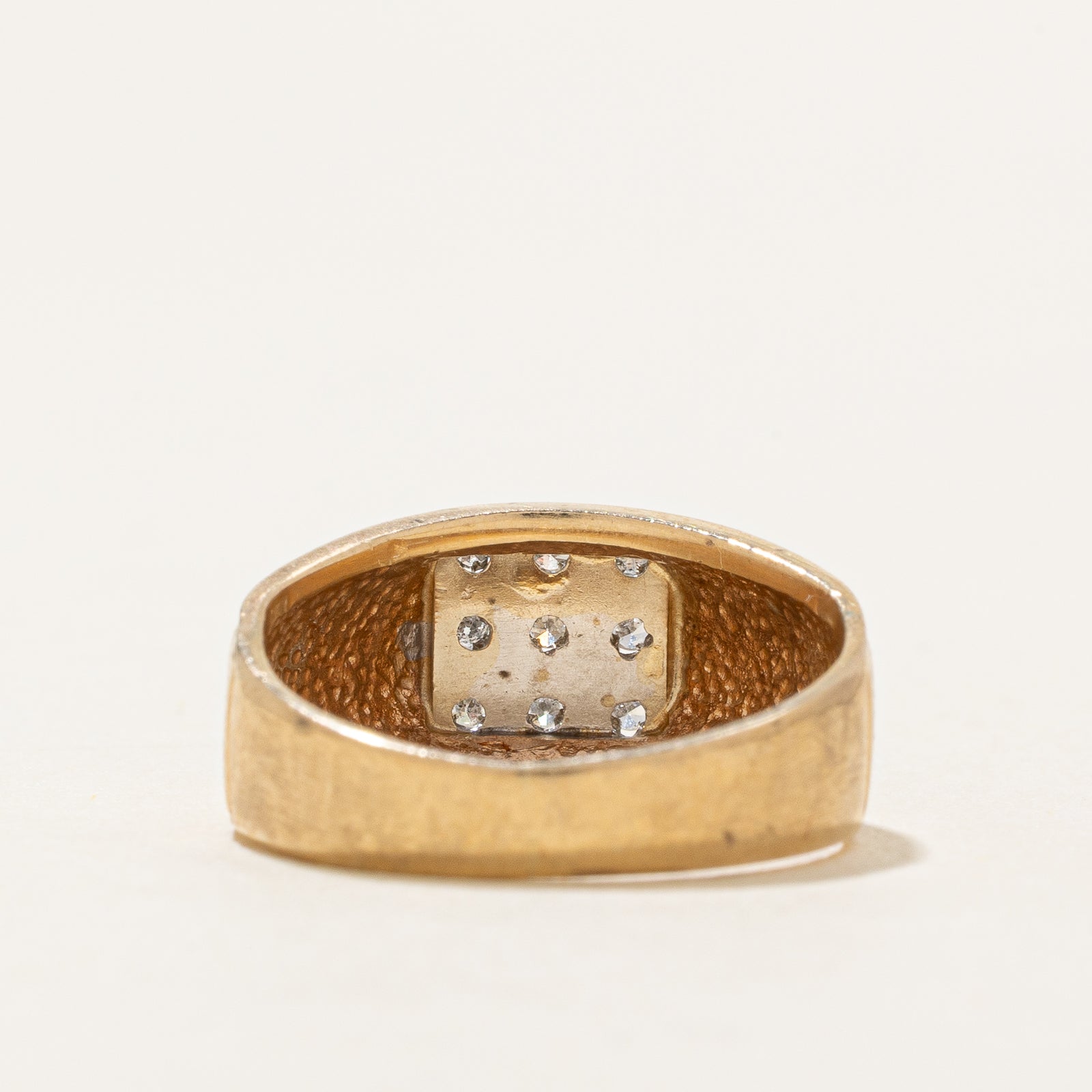 Diamond Grid Signet Ring for Women | 0.09 Carat Total Weight (ctw) | Size 5.5 | 925 Sterling Silver Minimalist Ring | Perfect for Everyday Wear, Gift Giving & Special Occasions