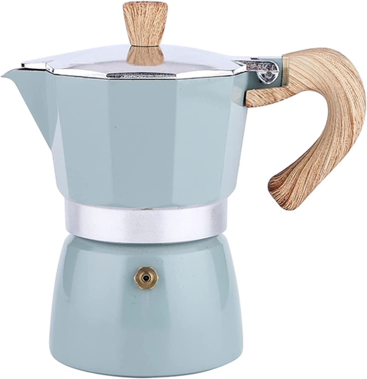 Octagonal Aluminum Coffee Pot - 150ml Heat-Resistant Stovetop Espresso Maker for Home Use, Perfect for Camping & Gifts (Blue)