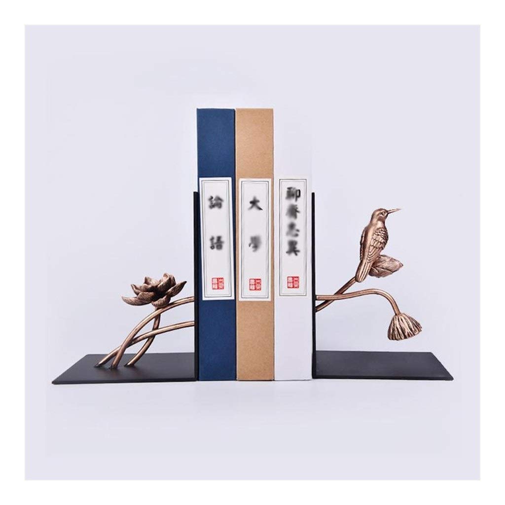 Iron Bookends for Heavy Books - Flower Bird Design, Office & School Supplies, Decorative Gift for Book Lovers
