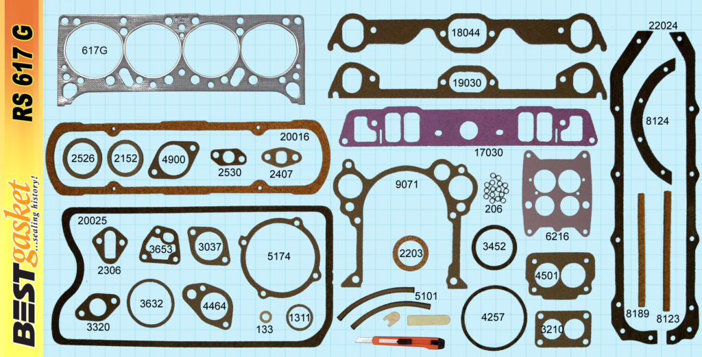 Best Full Engine Gaskets Set for Pontiac 370/389 V8 (1958-1960) - Includes Head, Intake & Oil Pan Gaskets - Perfect for Classic Car Restoration & Engine Rebuild Projects