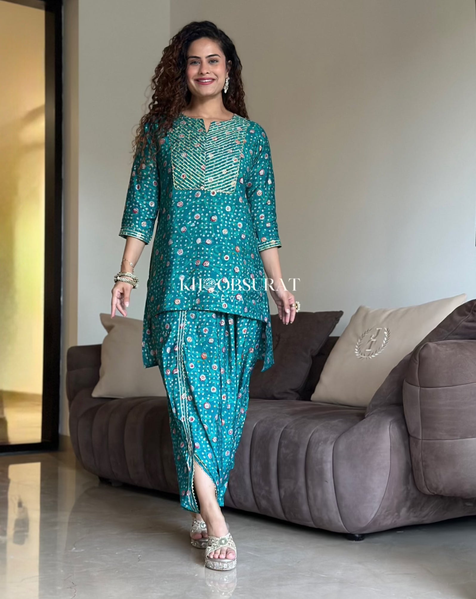 Stylish RiddhiSiddhi Green Festive Wear Coord Set for Women - Perfect for Diwali, Weddings & Special Occasions