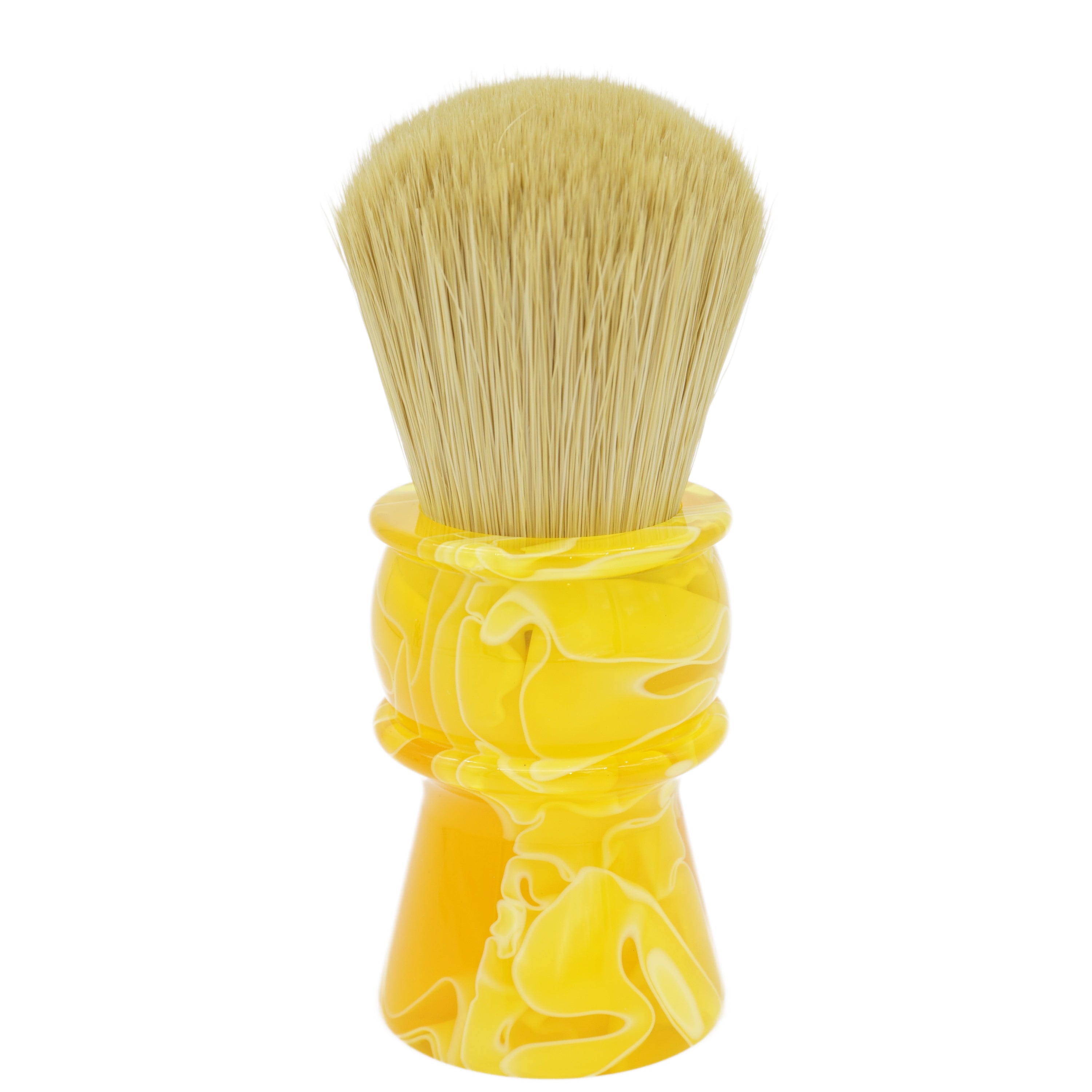 AP Shave Co. 28mm Faux Boar Synthetic Shaving Brush - Premium Yellow Handle for Men's Wet Shaving & Grooming - Perfect for Lathering Soaps & Creams in Barbershop or Home Use
