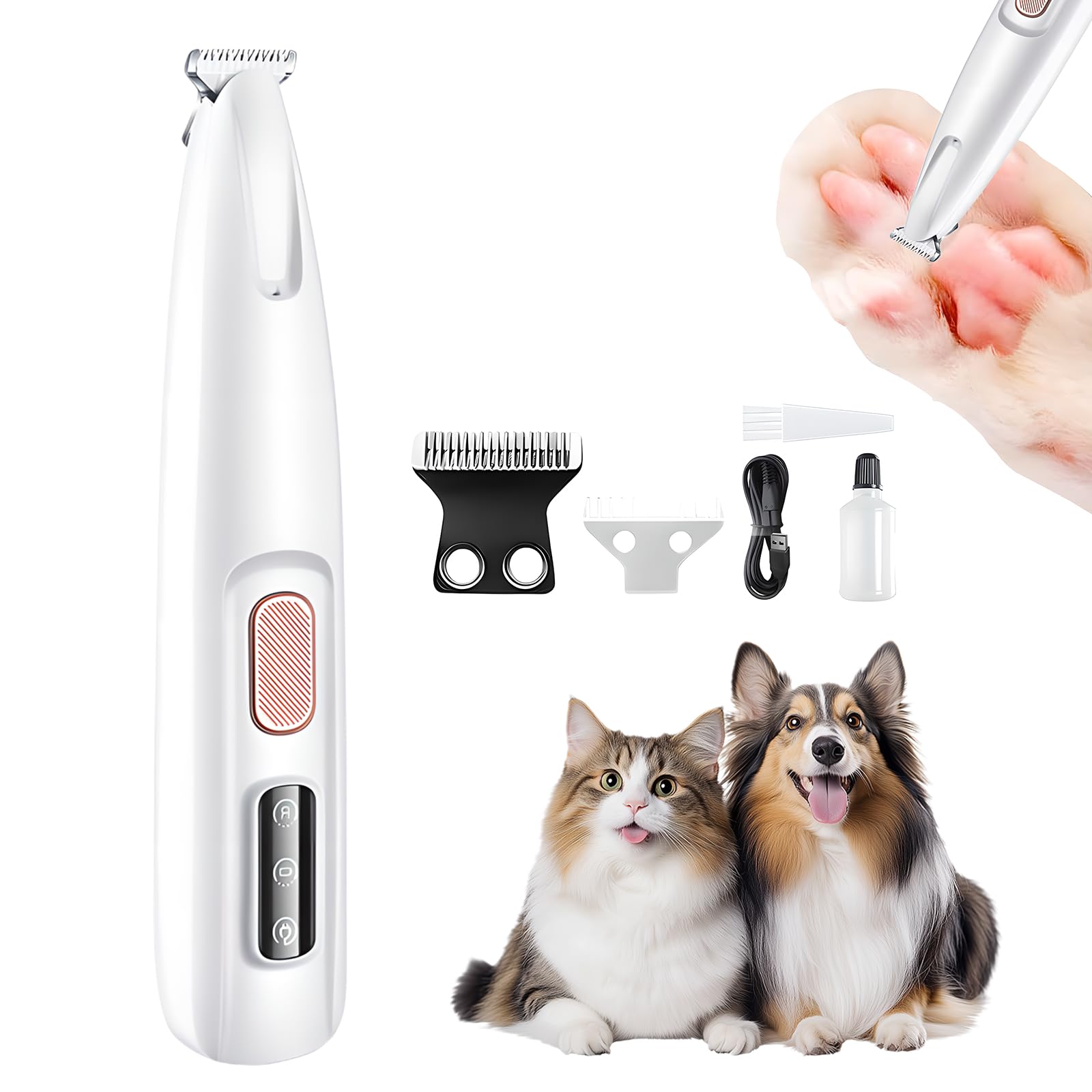 2024 Upgraded Pet Grooming Clippers - Waterproof Rechargeable Trimmer with LED Light for Paws, Face & Ears | Perfect for Home Pet Care