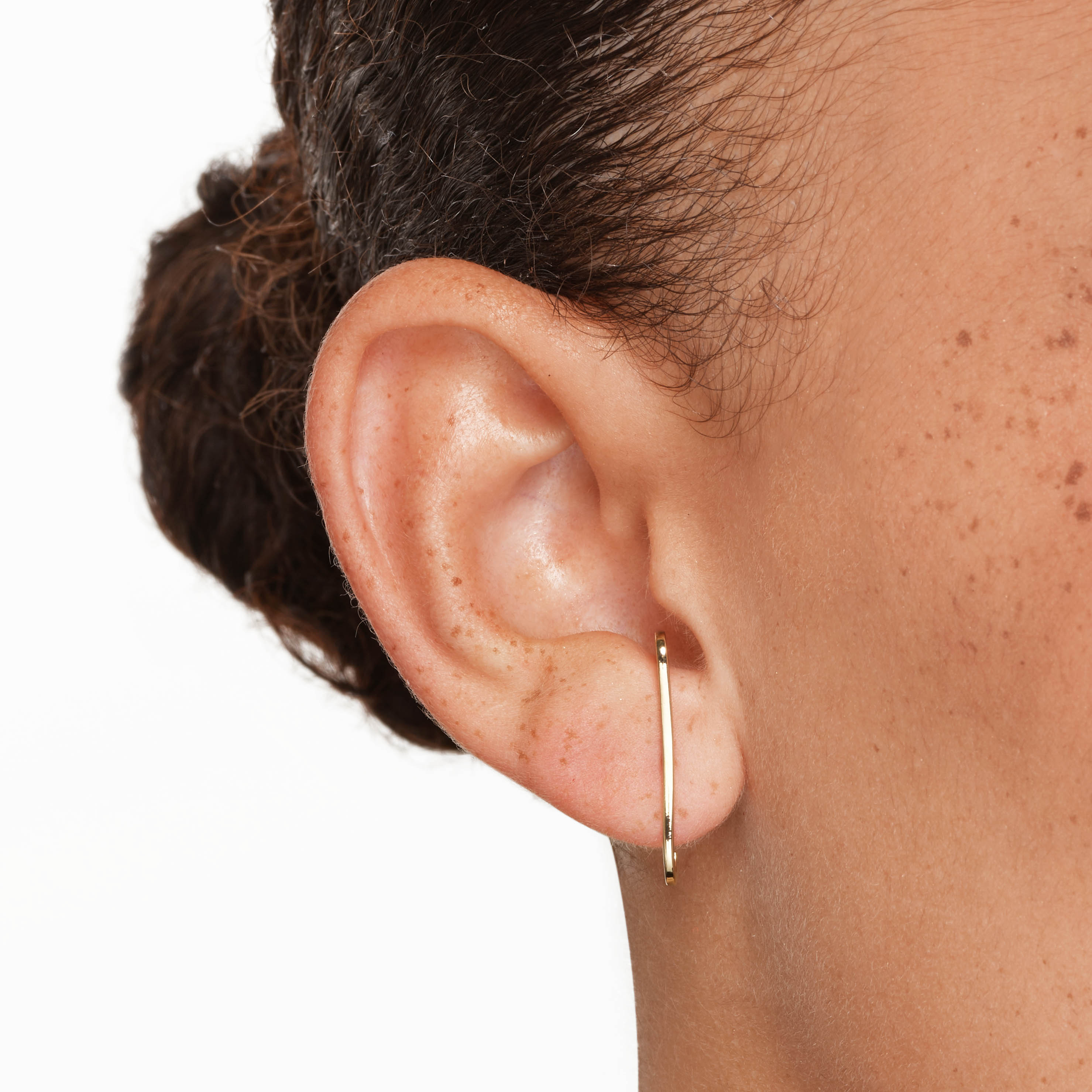 Gold Plain Suspender Stud Earrings - Elegant Minimalist Jewelry for Women, Perfect for Daily Wear & Special Occasions
