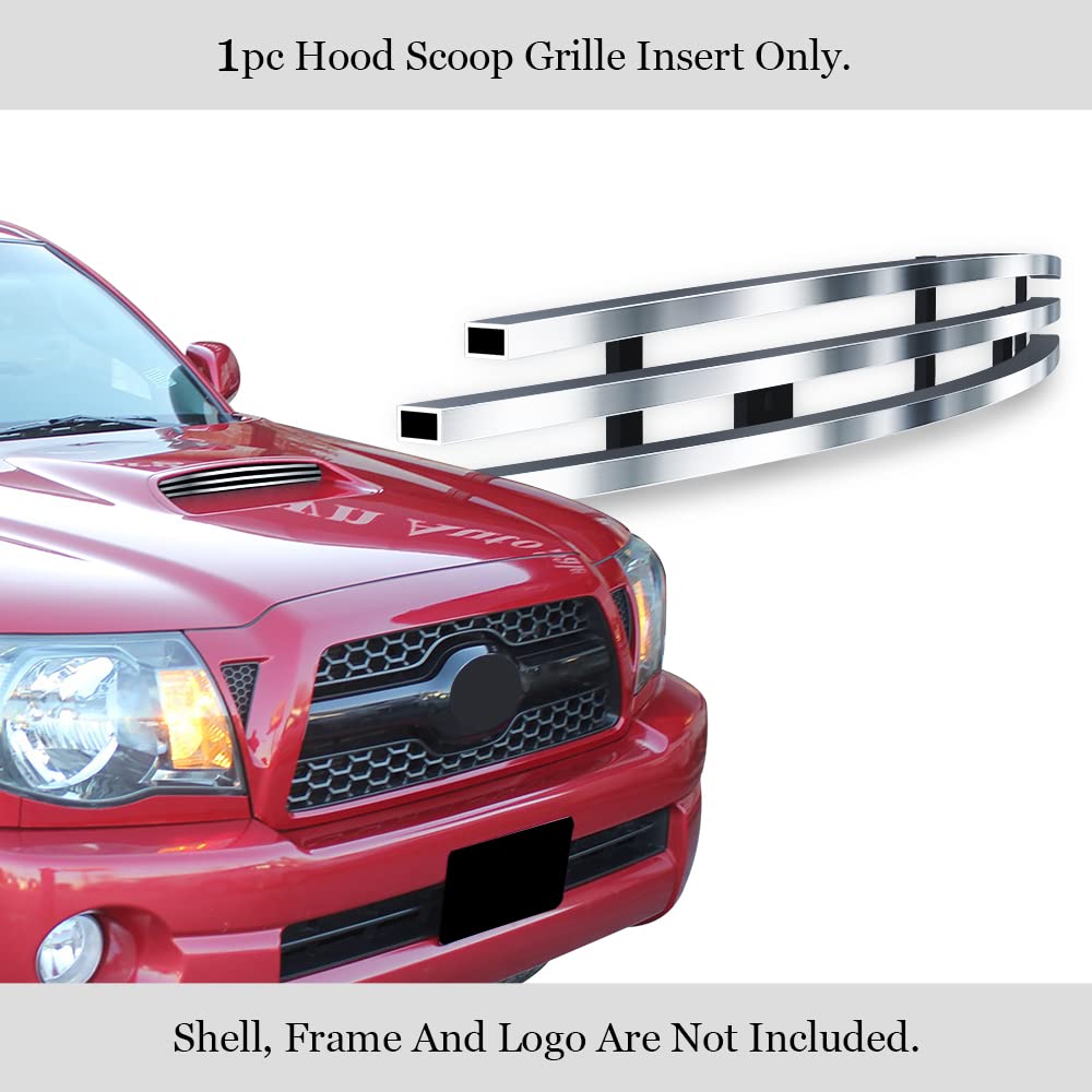 APS Compatible Toyota Tacoma 2005-2011 TRD Sport Hood Scoop Stainless Steel Silver Horizontal Billet Front Grill Insert T66501C - Upgrade Your Truck's Style for Off-Road Adventures & Car Shows