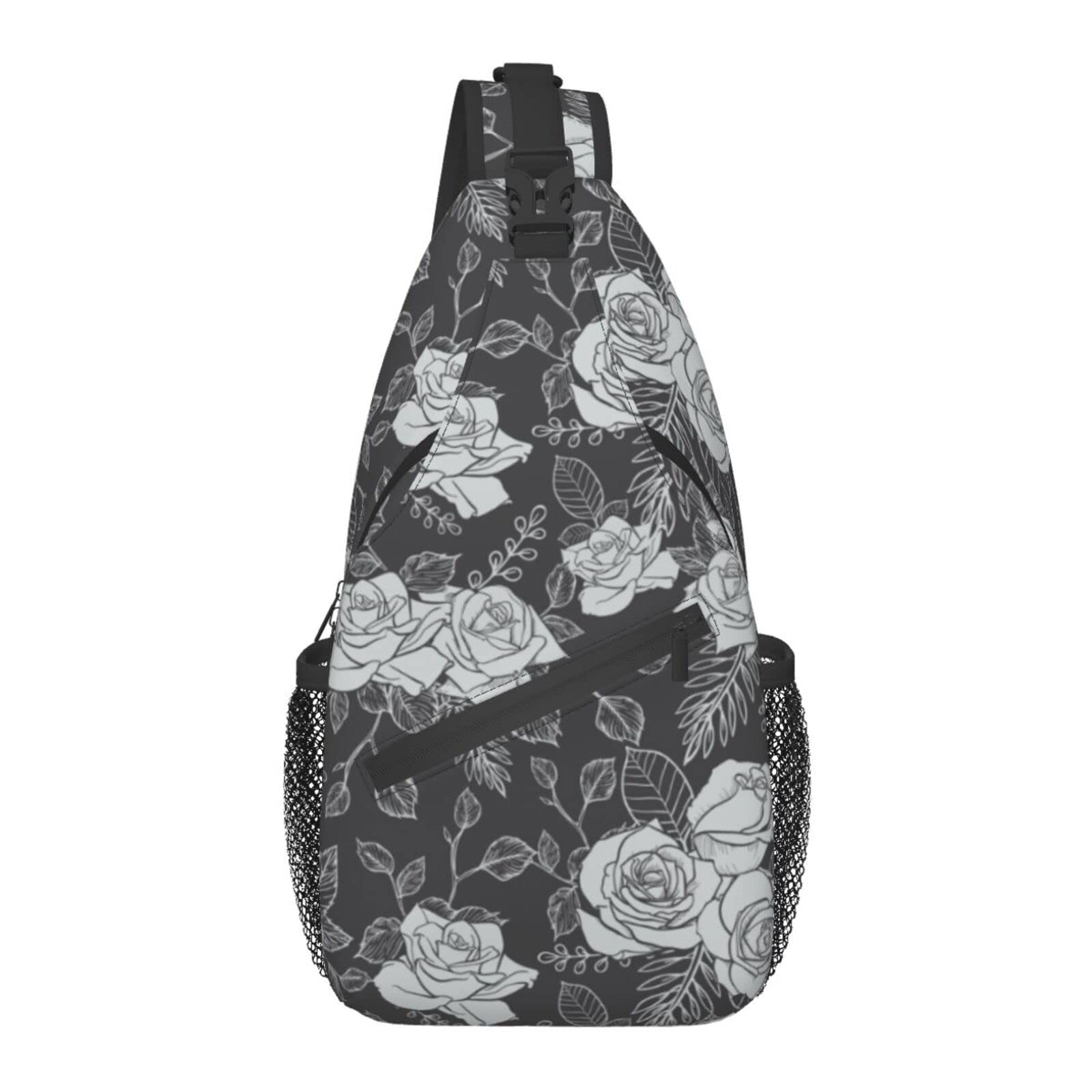 Stylish Rose Crossbody Backpack for Men & Women - Large Sling Bag with Water Bottle Holder - Perfect for Gym, Travel, Hiking & Daily Use