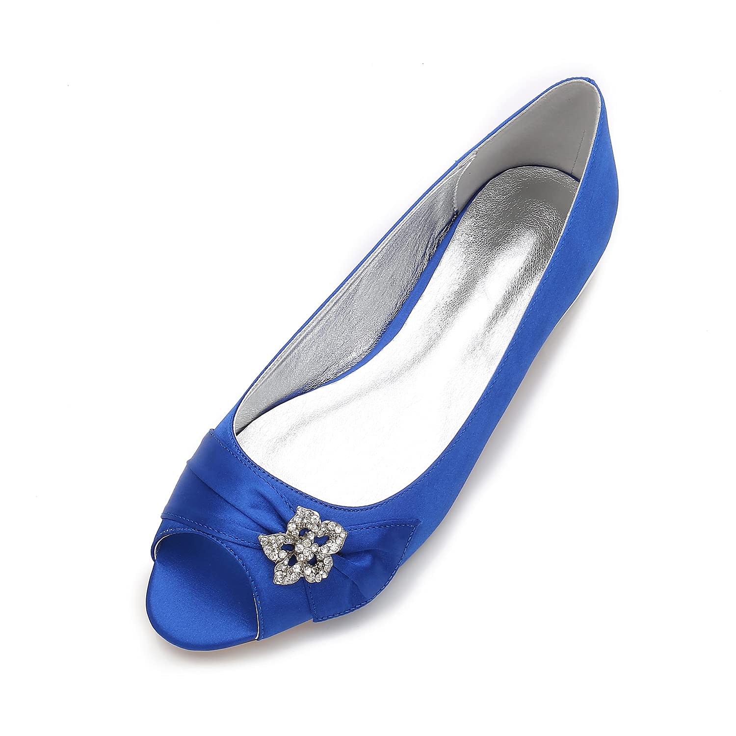 Women's Ivory Satin Ballet Flats - Comfortable Slip-On Peep Toe Wedding Shoes with Non-Slip Rubber Sole | Perfect for Brides, Bridesmaids, and Formal Occasions