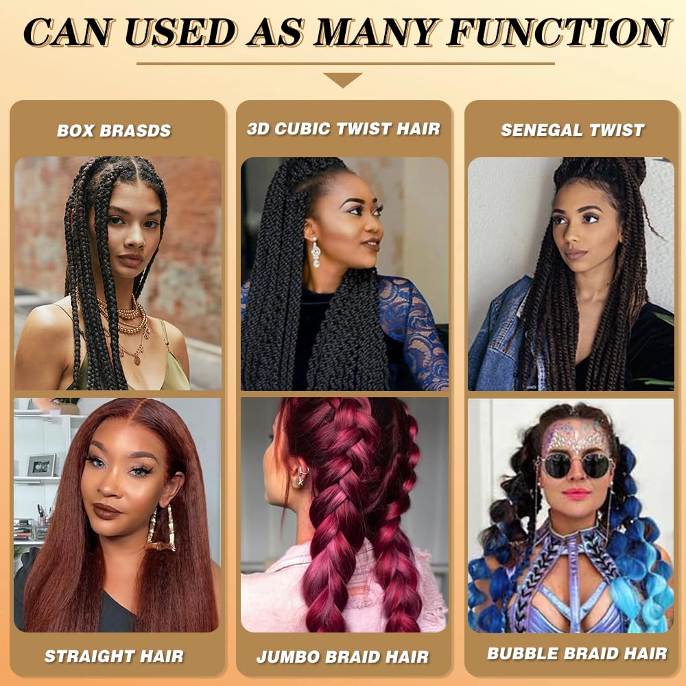 AQINBEL 26 Inch Pre-Stretched Braiding Hair - 8 Bundles Itch-Free Crochet Twist Hair for Women, Yaki Texture Burgundy Braiding Hair Extensions (900#) - Perfect for Box Braids, Cornrows & Protective Styles